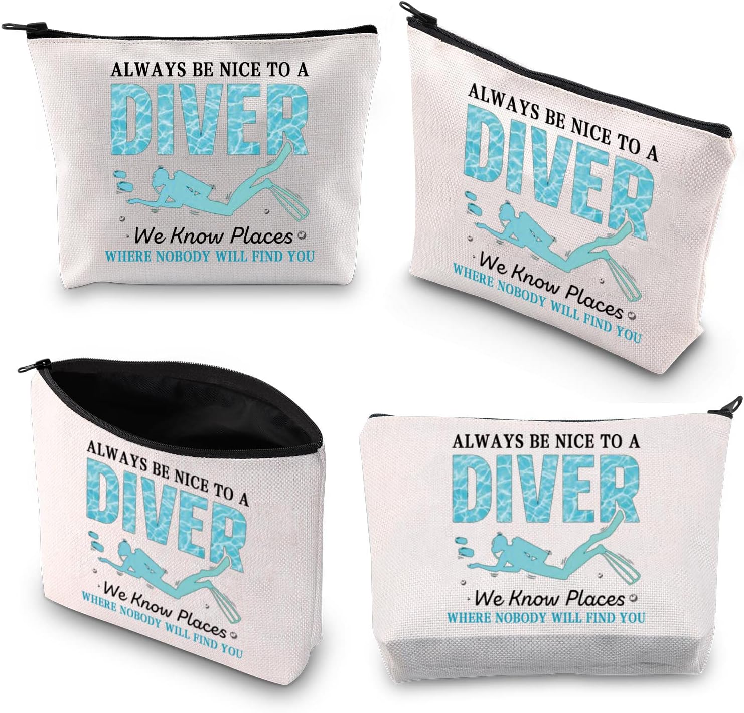 Thumbnail 4 de Funny Scuba Diving Gift: Always Be Nice to a Diver Makeup Bag