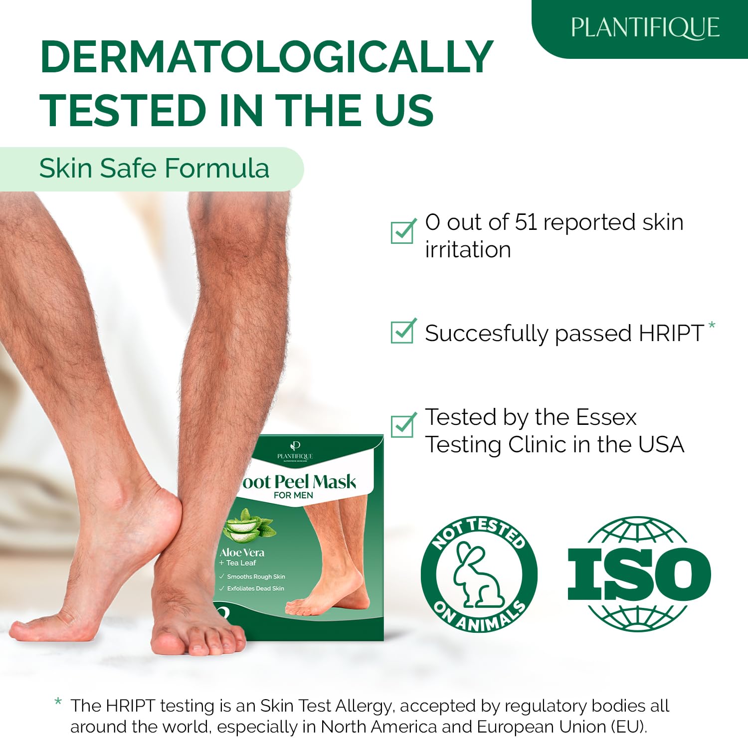 Detalle de PLANTIFIQUE Foot Peeling Mask 2 Pack for Men — Dermatologically Tested Exfoliating Foot Mask with Aloe Vera