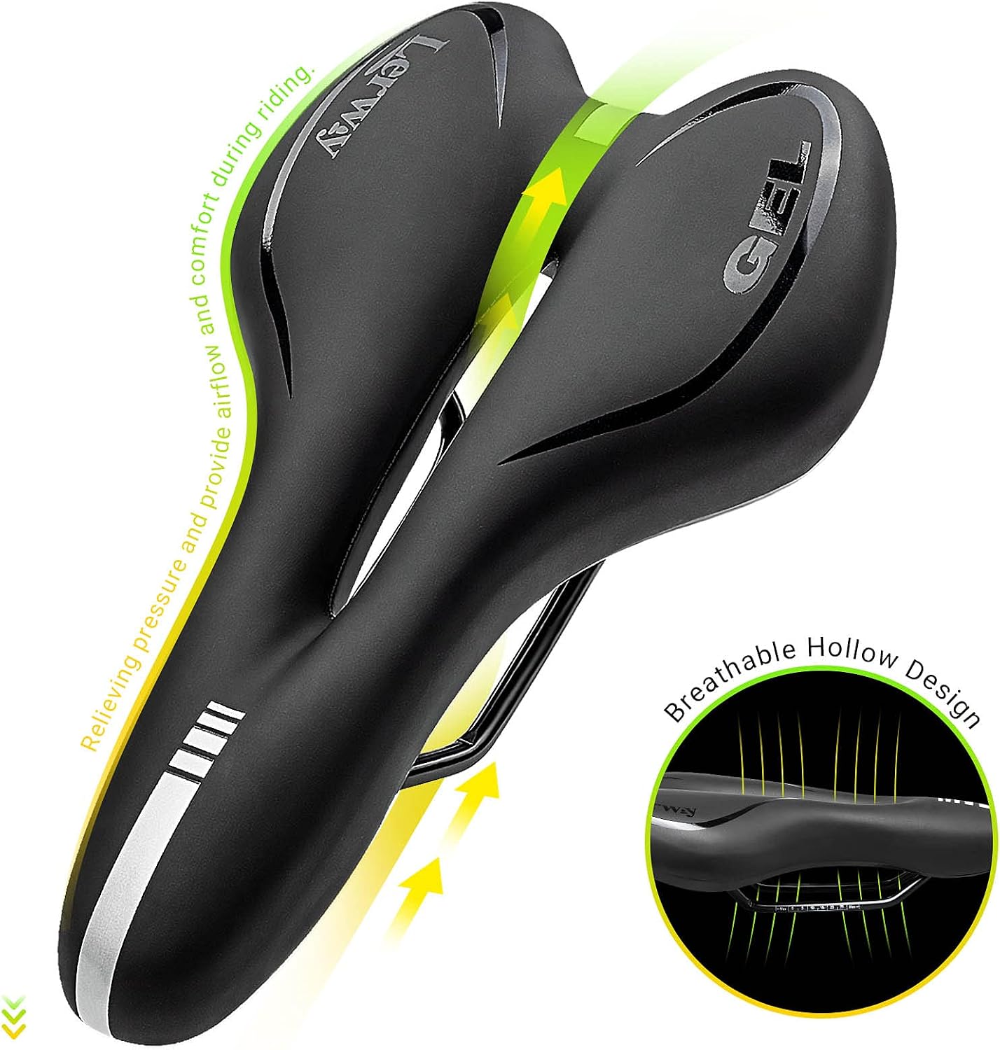 Detalle de LERWAY Mountain Bike Saddle Gel Seat – Waterproof, Breathable and Comfortable
