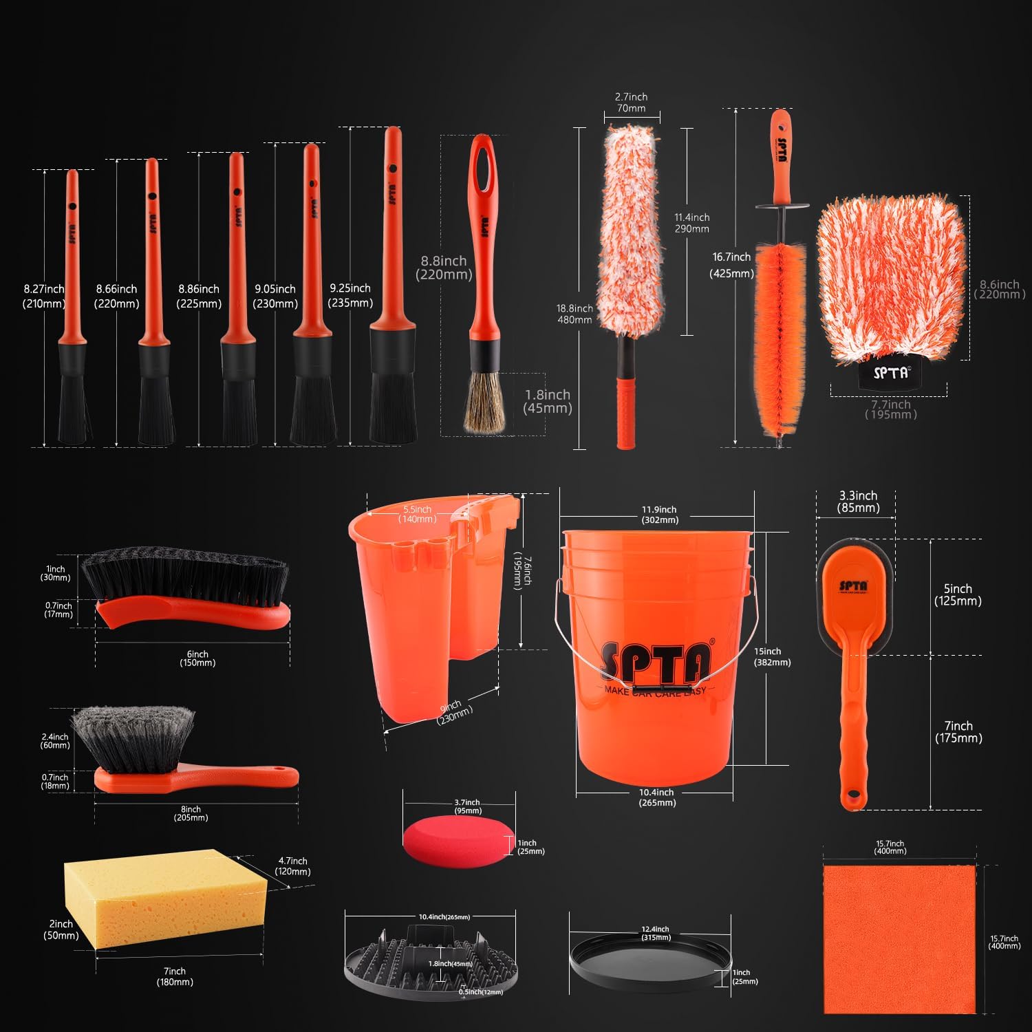 Detalle 2 de SPTA 33-Piece Car Wash Bucket Set (20L Scratch-Free Detailing Bucket)