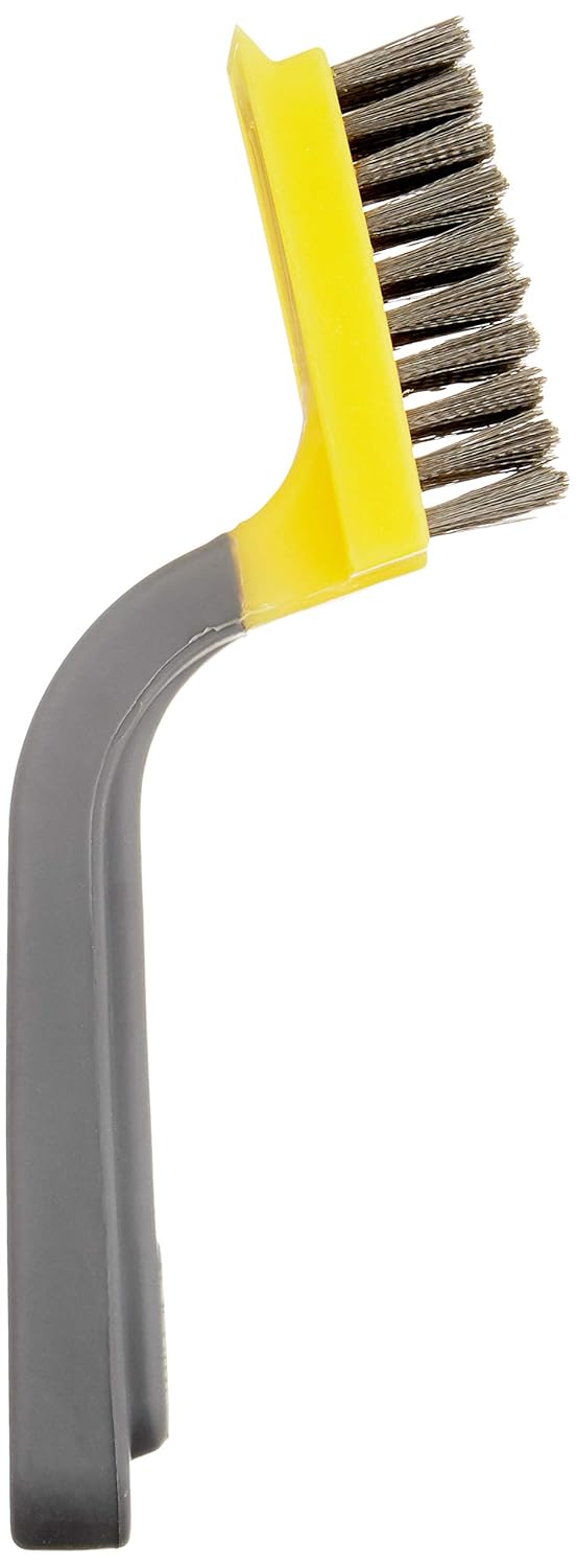 Detalle de Amazon Basics Soft Grip Wide Stainless Stripper Brush (Black/Yellow) with scraper end