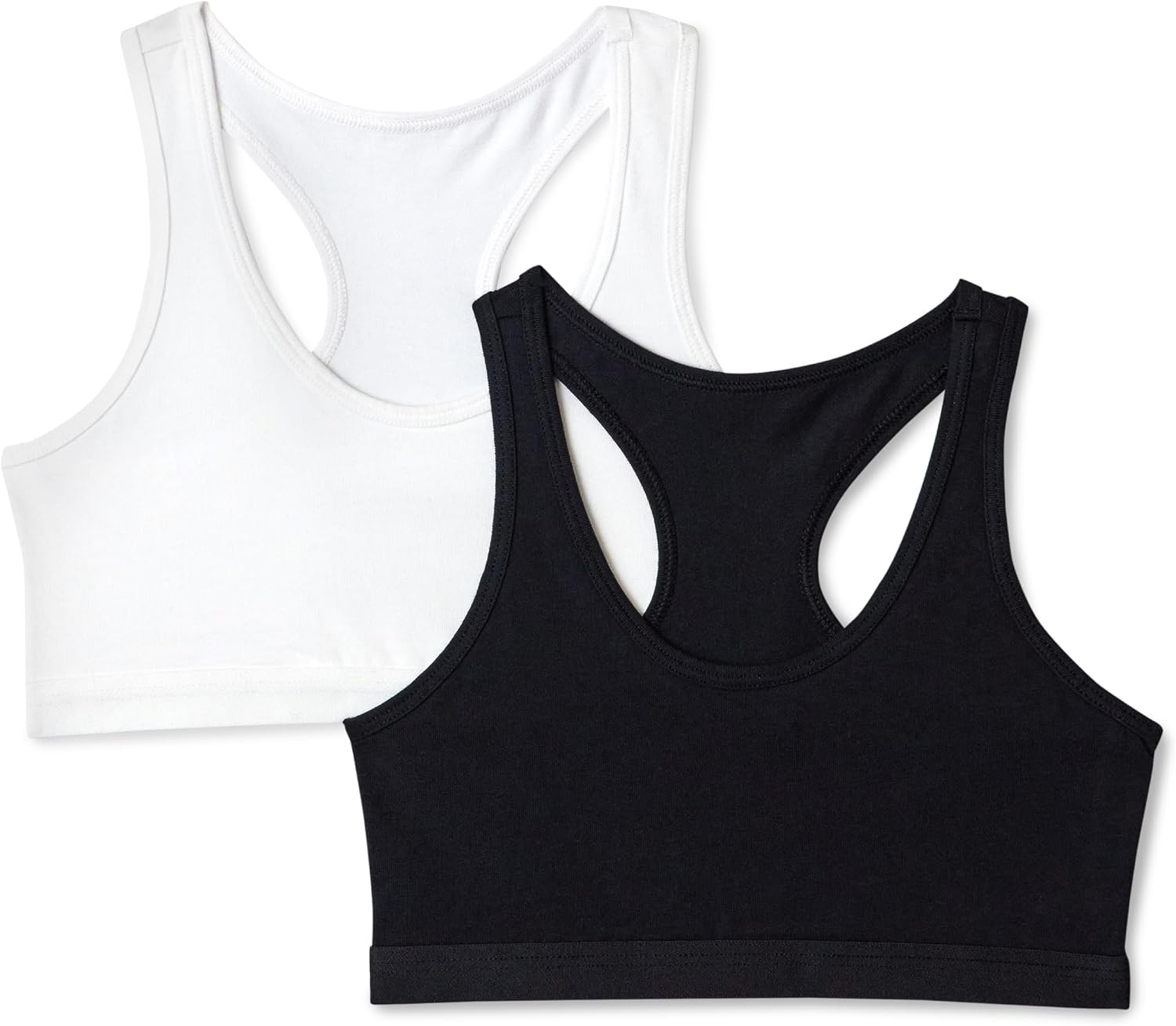Detalle de Amazon Essentials Mädchen Bustier, Crop-Top-Bralette aus Baumwoll-Jersey – 2er Pack