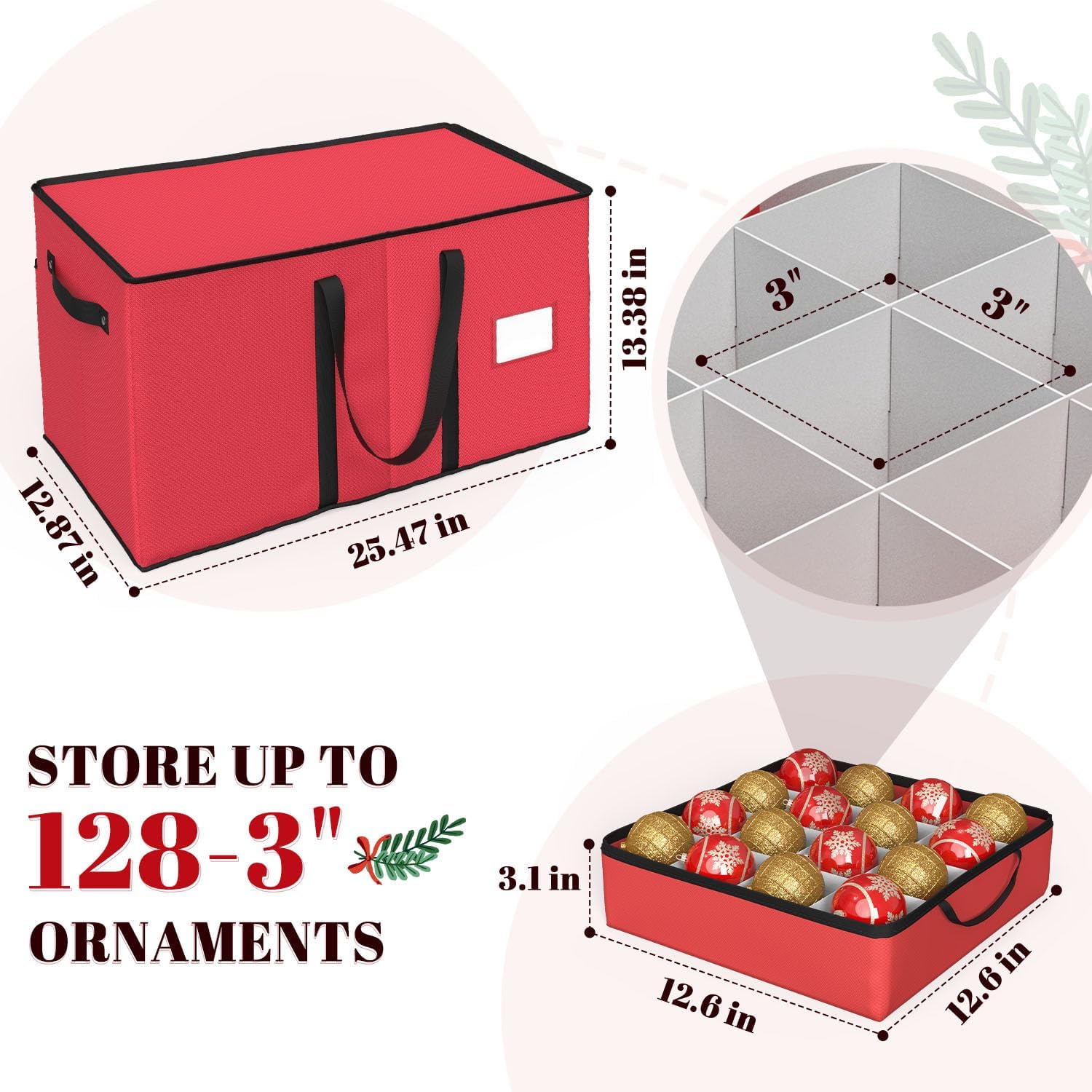 Detalle 2 de Keten 3-Inch Ornament Storage Boxes