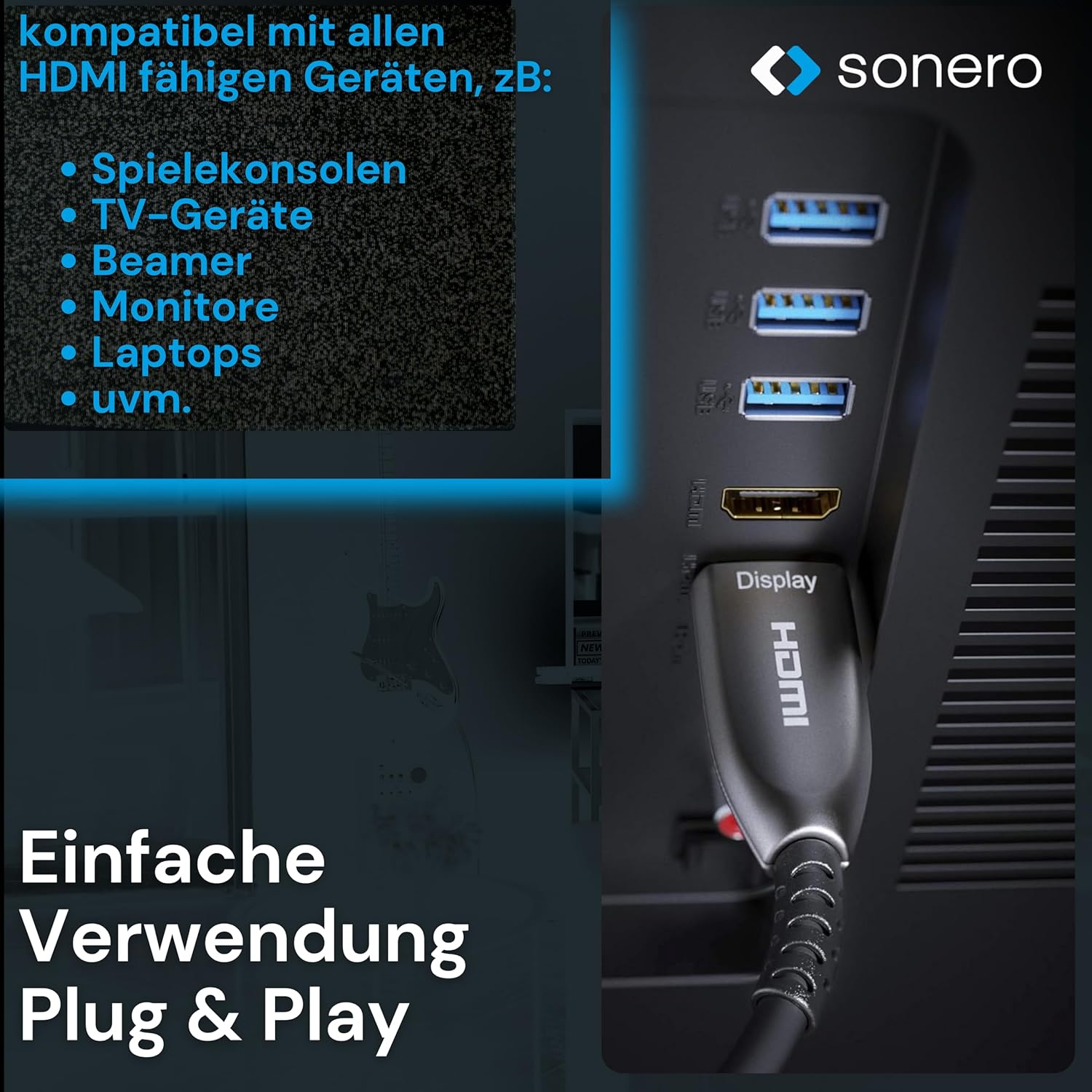 Thumbnail 2 de Sonero 10m HDMI Kabel 4K60Hz