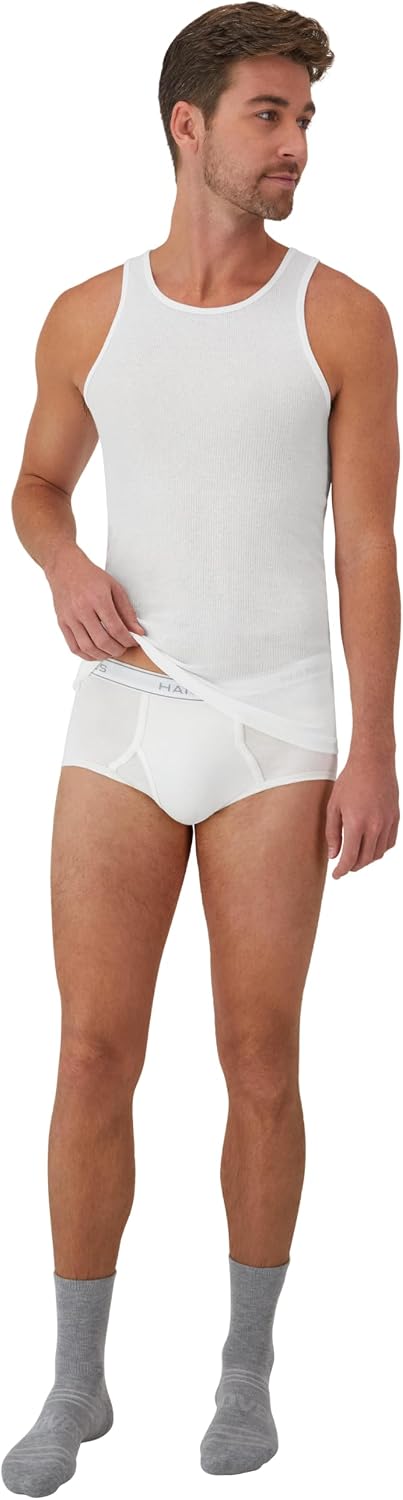 Thumbnail 6 de Hanes Men's Underwear Brief Pack: Full Rise Cotton Briefs, Moisture-Wicking, White – 12-Pack