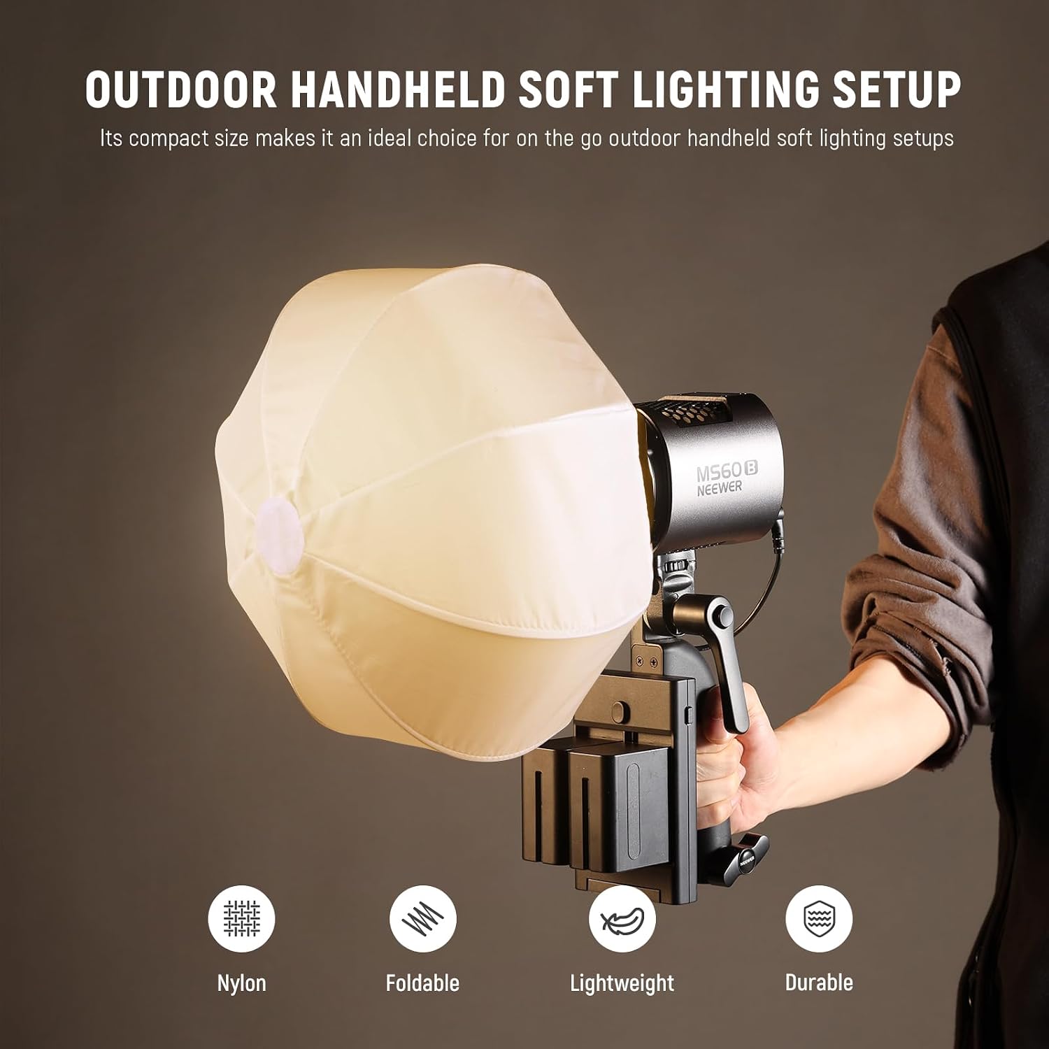Thumbnail 3 de NEEWER 12"/30cm Lantern Softbox (NEEWER mount) – NS6L mini soft diffuser for MS60/150 LED lights