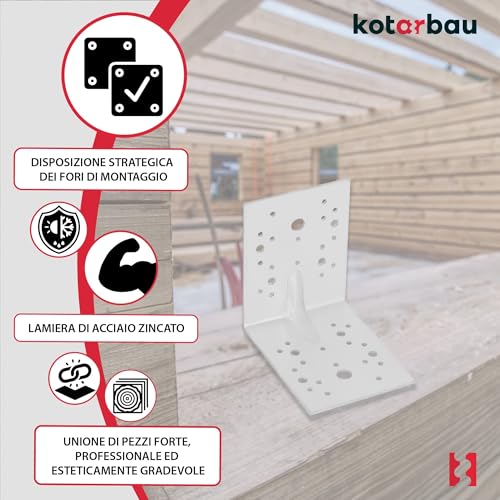 Detalle de KOTARBAU® 25 Pezzi Staffa Angolare in Acciaio Zincato 130x130x100 mm – Argento