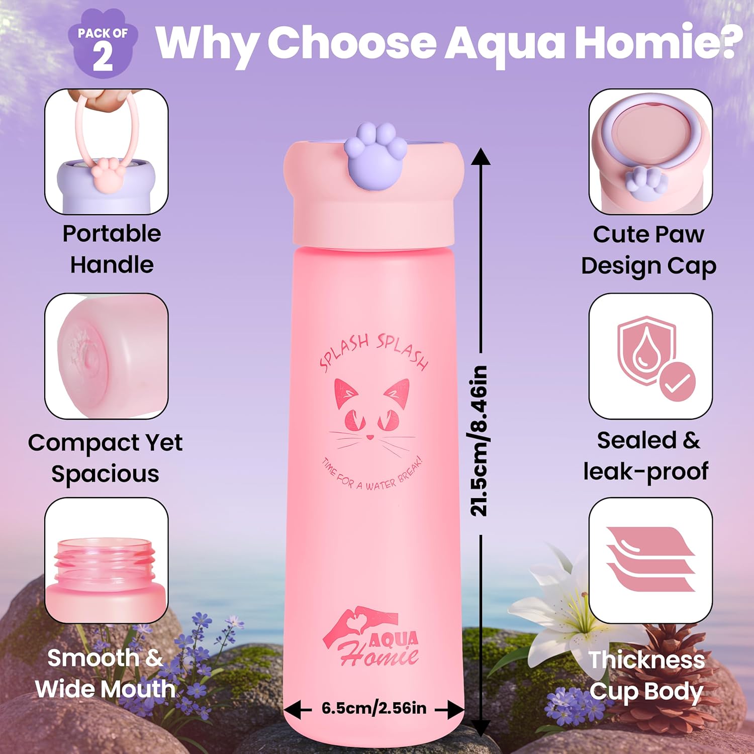 Thumbnail 1 de Aqua Homie water bottle 530ml leakproof