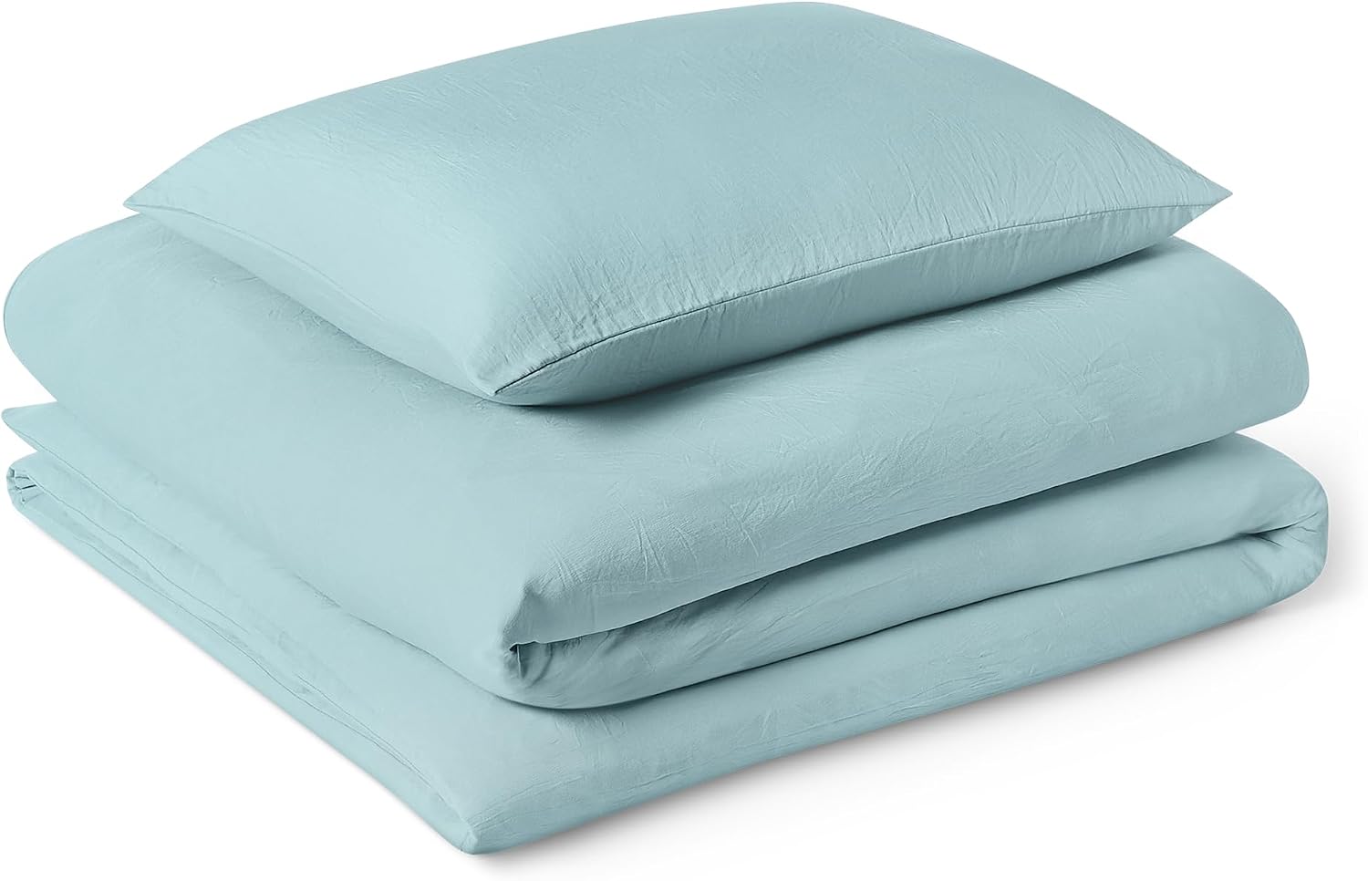 Detalle de Amazon Basics 2-Piece Brushed Microfibre Single Duvet Cover Set, Blue