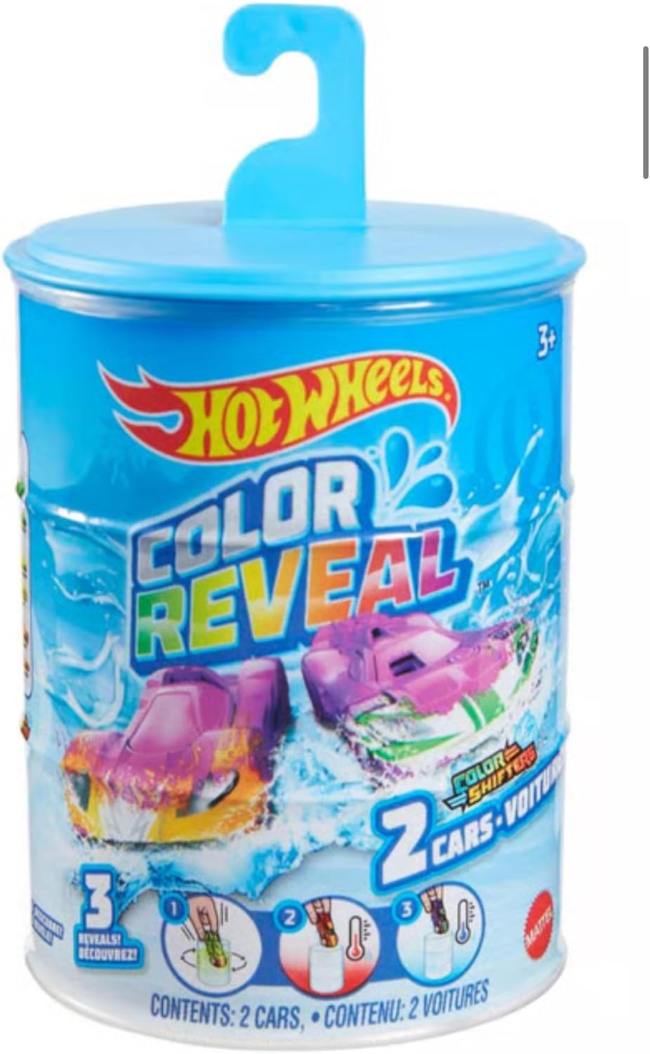 Hot Wheels Coffret Color Reveal: 2 véhicules surprises avec carrosserie qui change d’apparence dans l’eau – HGP84