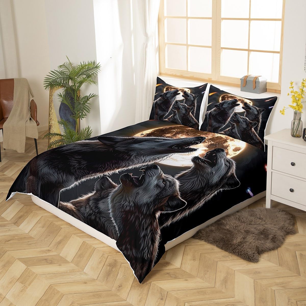 Thumbnail 1 de Homewish Wolf Bettwäsche-Set 135x200 für Kinder mit 3D-Tierdruck (Bettbezug + Kissenbezug)