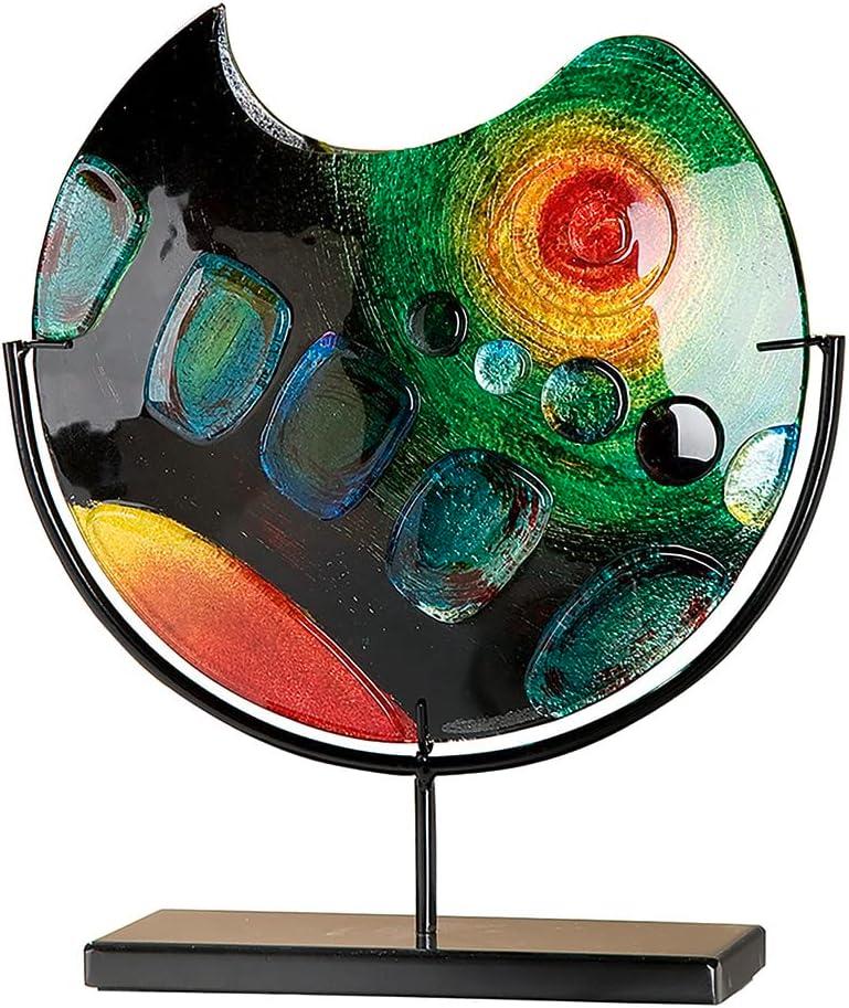 Detalle de GILDE GLAS art – ręcznie malowany wazon szklany, wielokolorowy, 37 cm