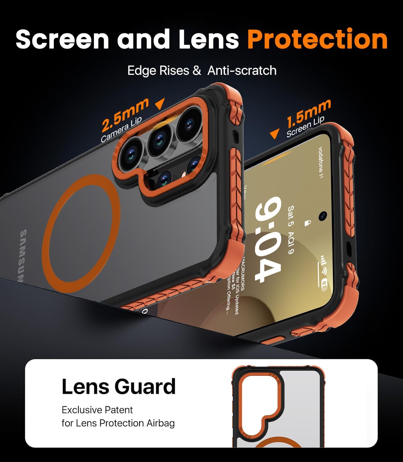 Thumbnail 5 de DEERLAMN Strong Magnetic Case for Samsung Galaxy S26 Ultra (6.9-inch, 2025) — Frosted Orange MagSafe-Compatible Drop Protection