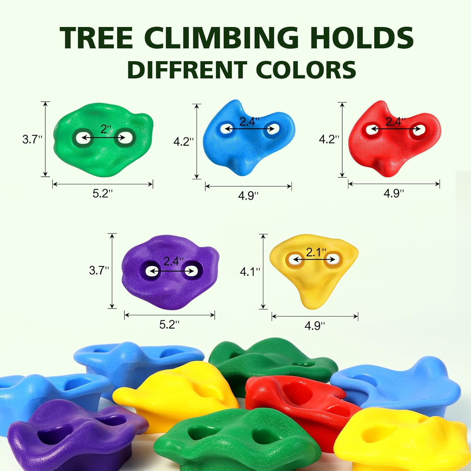 Detalle de TOPNEW 12 Ninja Tree Climbing Holds for Kids and Adults with 6 Ratchet Straps – Durable Outdoor Ninja Warrior Training