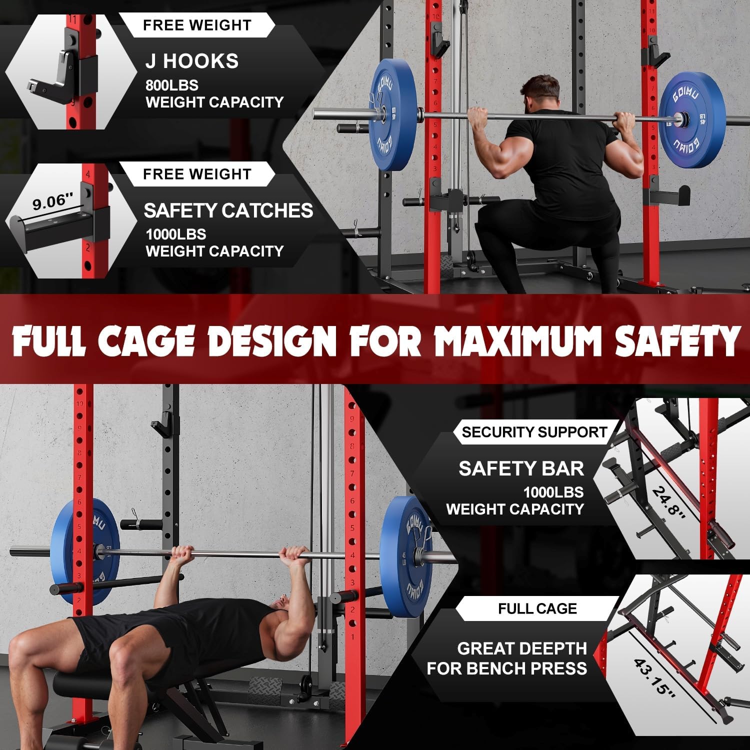 Detalle de GOIMU Power Cage 2×2-Inch Alloy Steel Frame