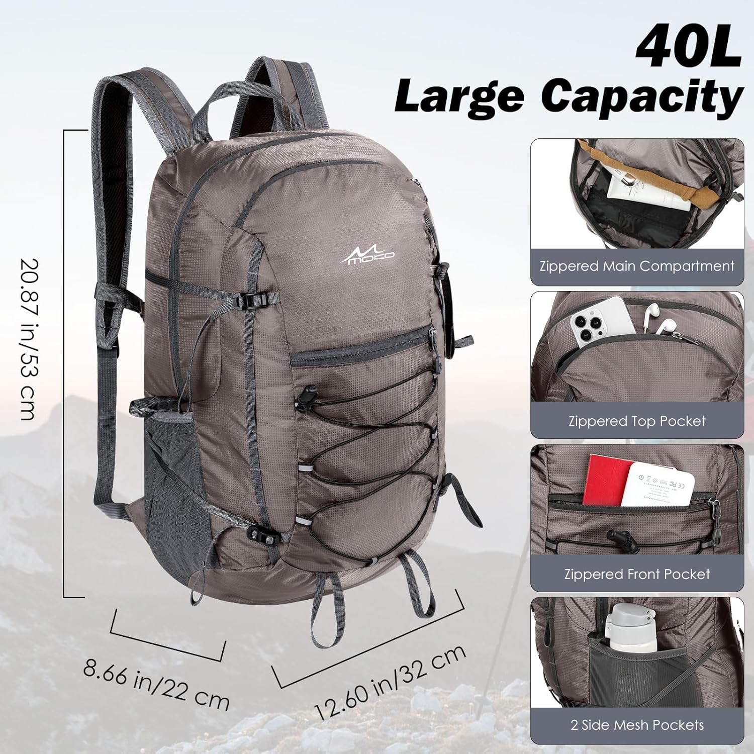 Thumbnail 1 de MoKo 40L Hiking Backpack: a practical large-capacity daypack for outdoors