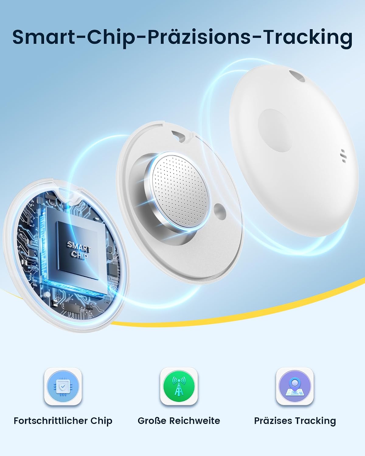 Detalle de KUKIHO Tracker Tag 1er-Pack – IP67, 100 dB, 12 Monate austauschbare Batterie – Kompatibel mit Apple Wo ist? (nur iOS) – Weiß