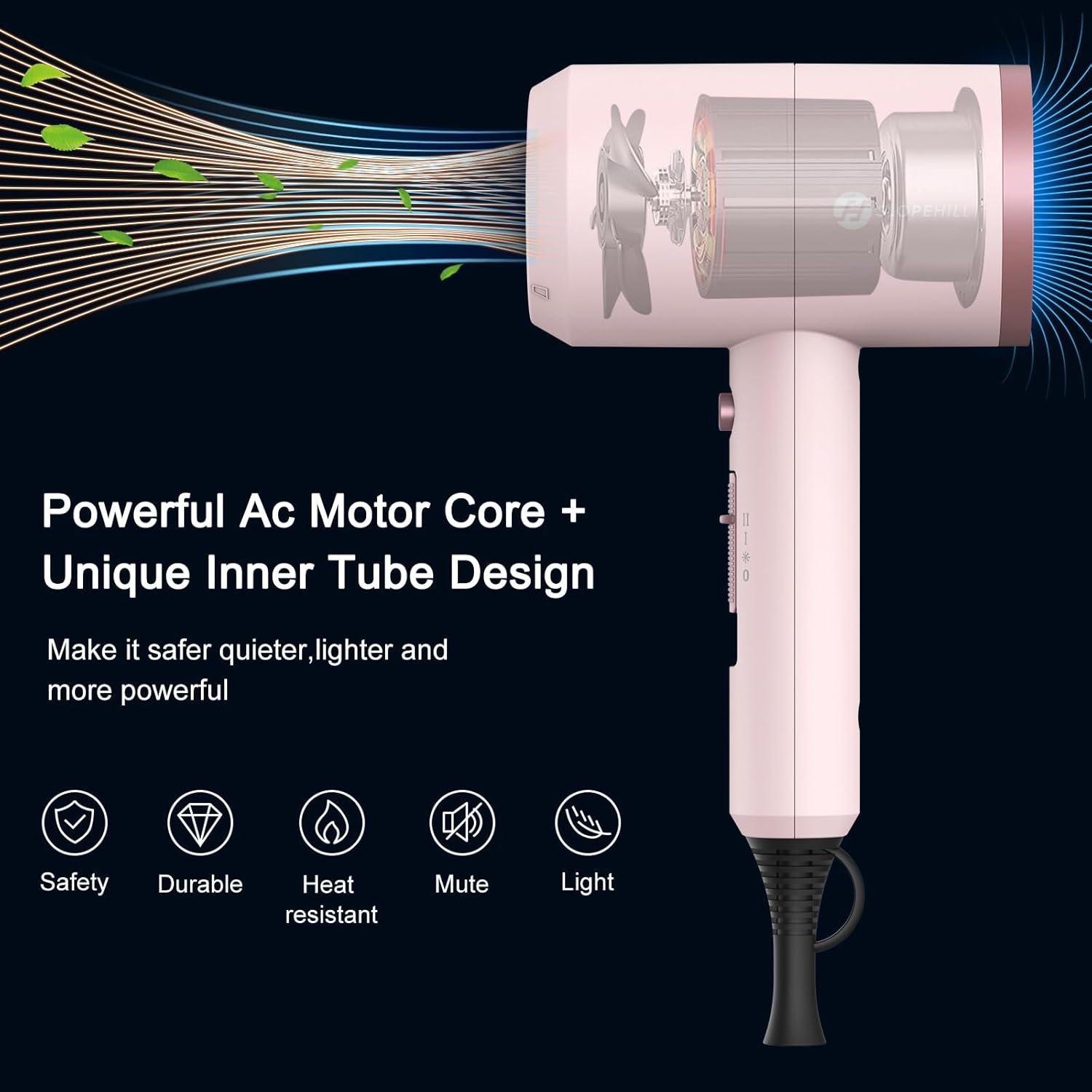 Thumbnail 1 de Slopehill Professional Ionic Hair Dryer (1800W) with 2 Concentrator Nozzles + Diffuser
