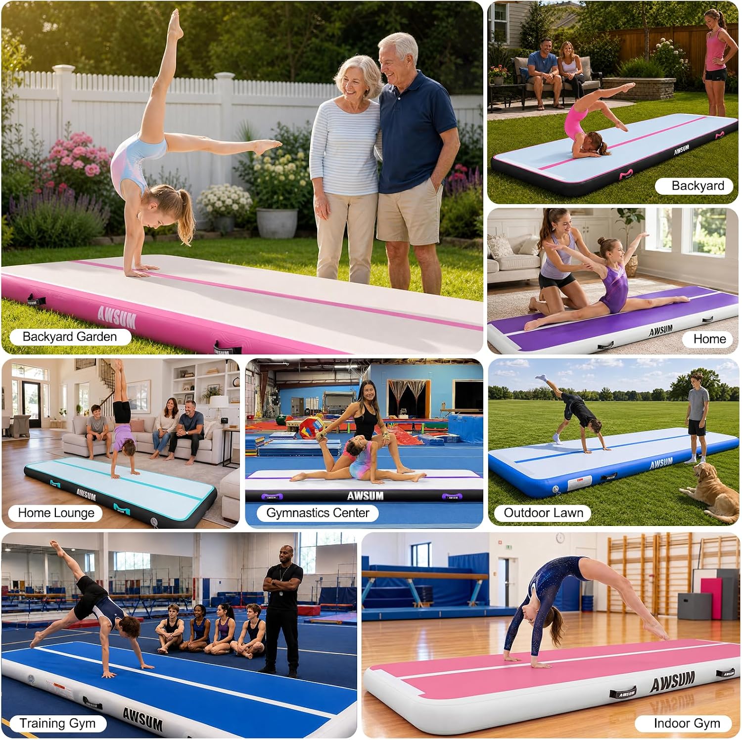 Thumbnail 1 de AWSUM Inflatable Gymnastics Mat, 1000D PVC, 118.1 x 39.4 x 4 in.