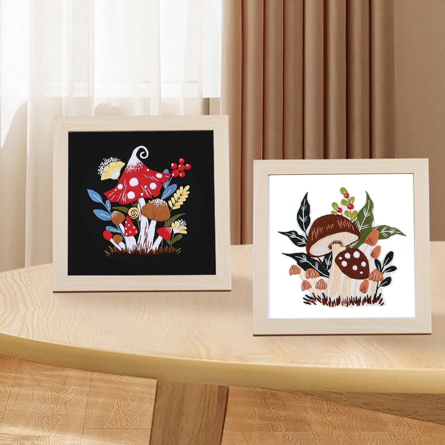 Thumbnail 3 de Smart-Feather 3 Sets Mushroom Embroidery Kit for Beginners (with hoop) – DIY craft project for adults