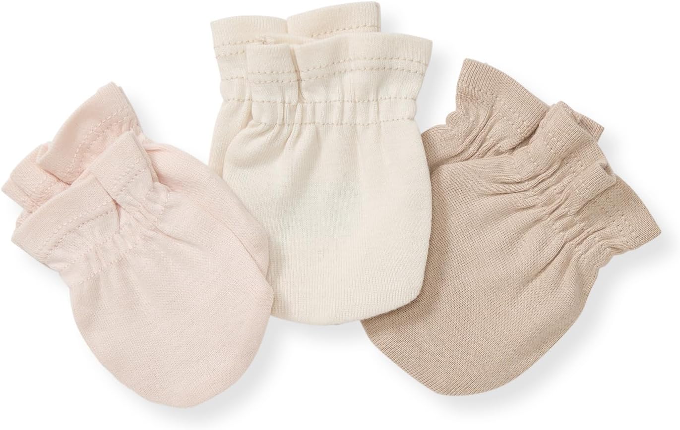 Detalle de Burts Bees Baby Unisex Baby Mittens 3-Pack