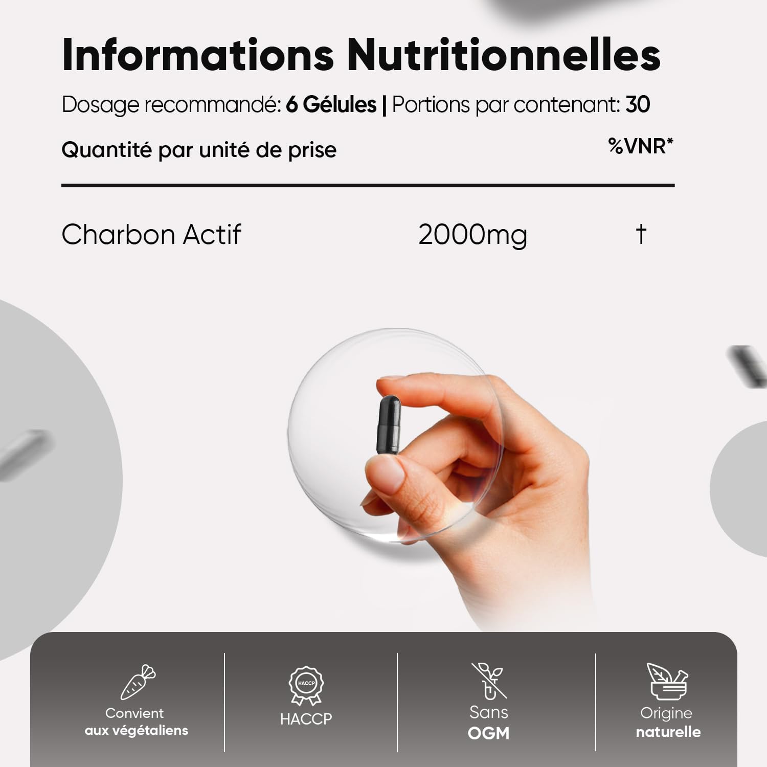 Thumbnail 2 de Charbon Actif Végétal 2000mg - 180 Gélules Vegan sans OGM (WeightWorld)