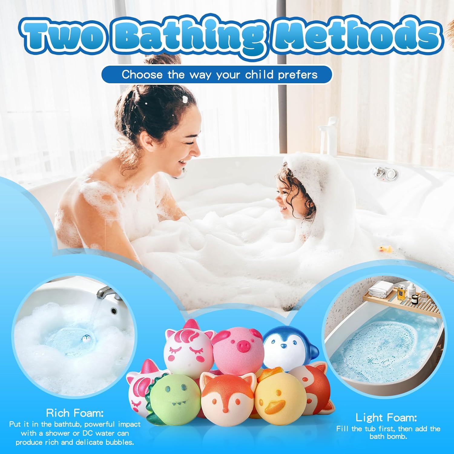 Detalle 2 de Aofmee Kids Bath Bombs (12 pcs) with Animal Shapes & Natural Fruit Scents