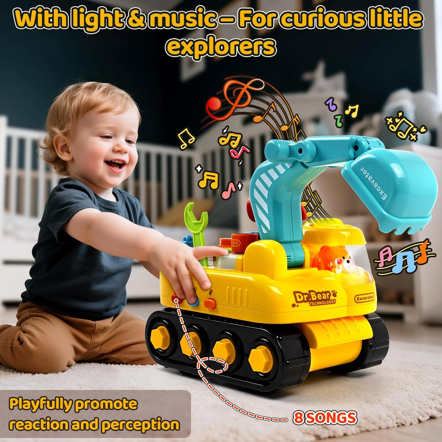 Thumbnail 4 de Toy for 2 Year Old with Electric Drill and Tools – Educational Excavator Toy by Dr. Bear