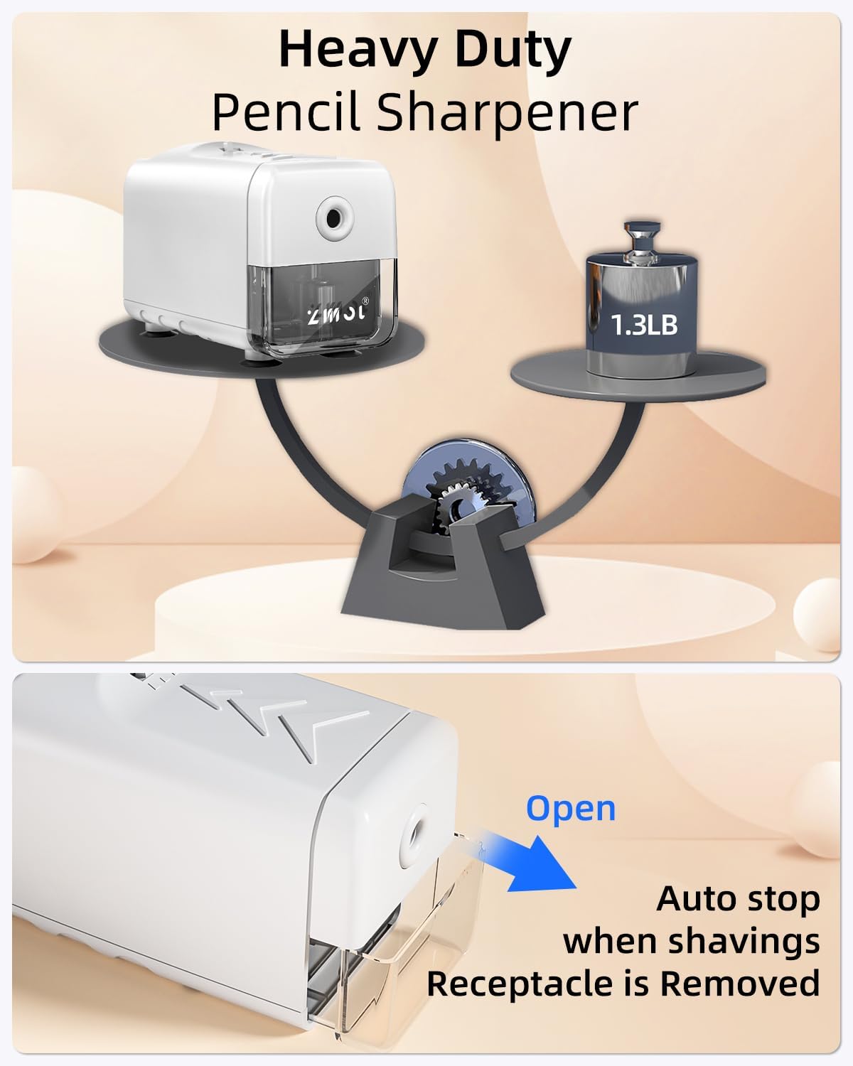 Thumbnail 6 de ZMOL Electric Pencil Sharpener: Heavy‑Duty, 3 Sharpening Settings and Auto Stop