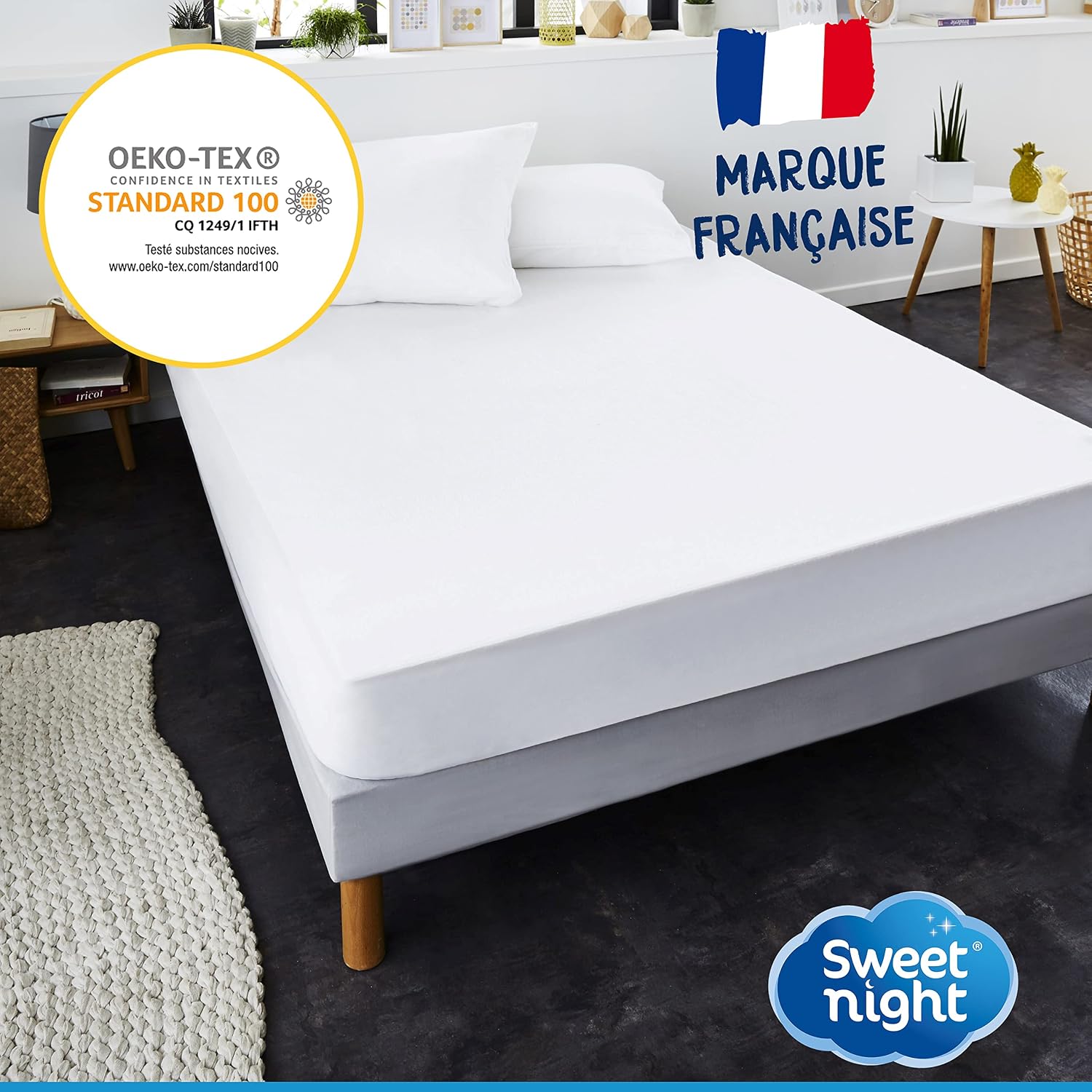 Thumbnail 6 de SWEET NIGHT Protège Matelas 160x200 cm – Alèse Imperméable et Anti-Acariens, Bouclette Éponge coton