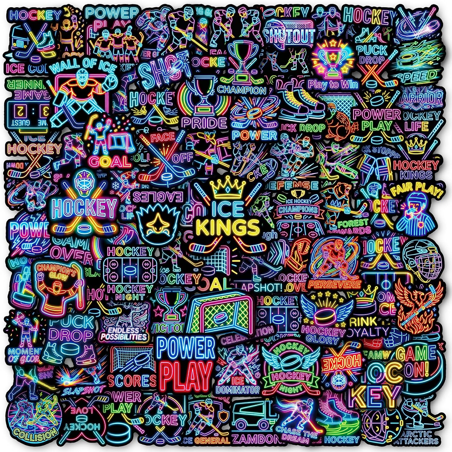 Detalle de Holographic hockey stickers, 100-piece set