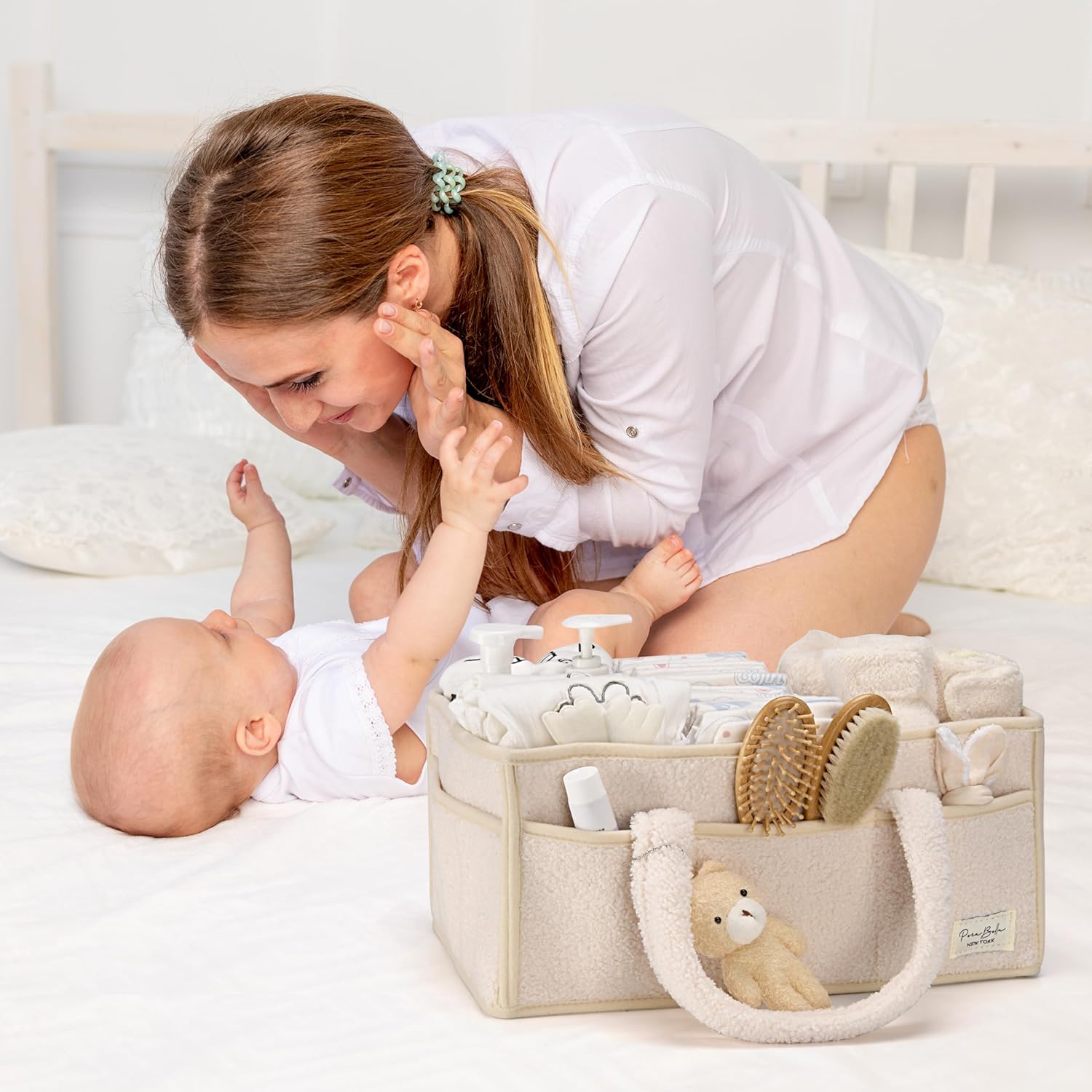 Thumbnail 2 de PeraBella Baby Diaper Caddy Organizer with Handle (Portable Diaper Storage Basket)