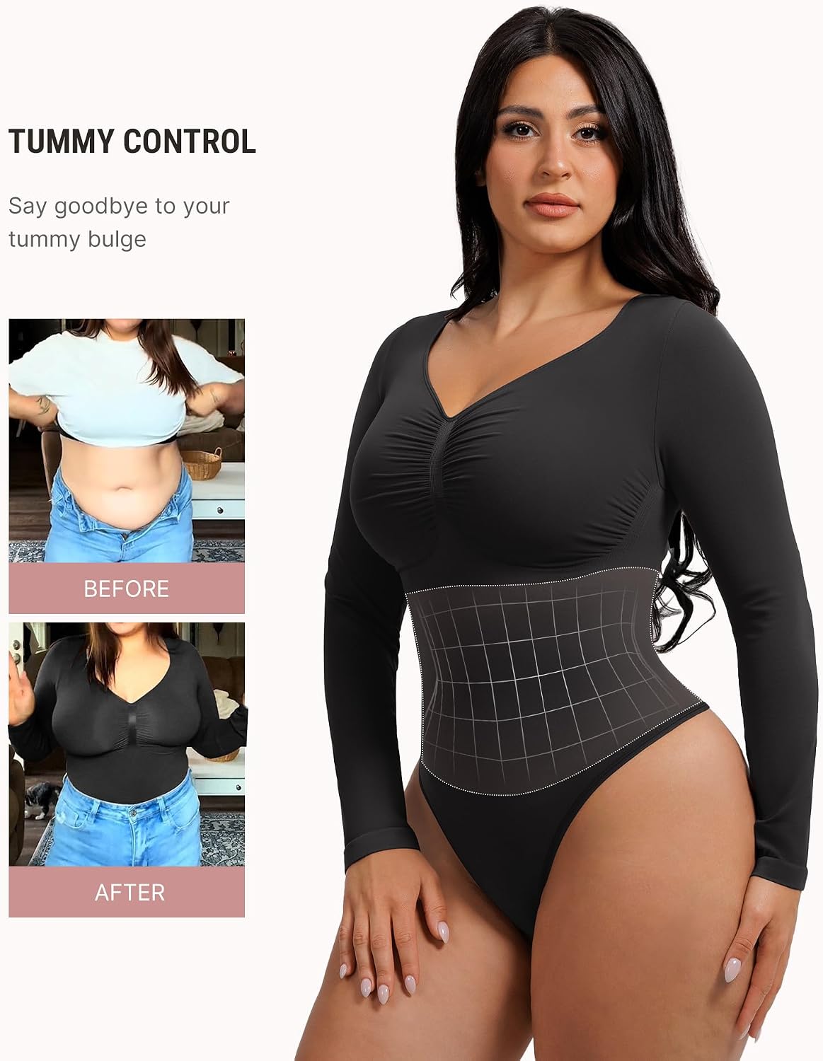 Thumbnail 3 de FeelinGirl MT240067 Long-Sleeve Shapewear Bodysuit, Light Compression