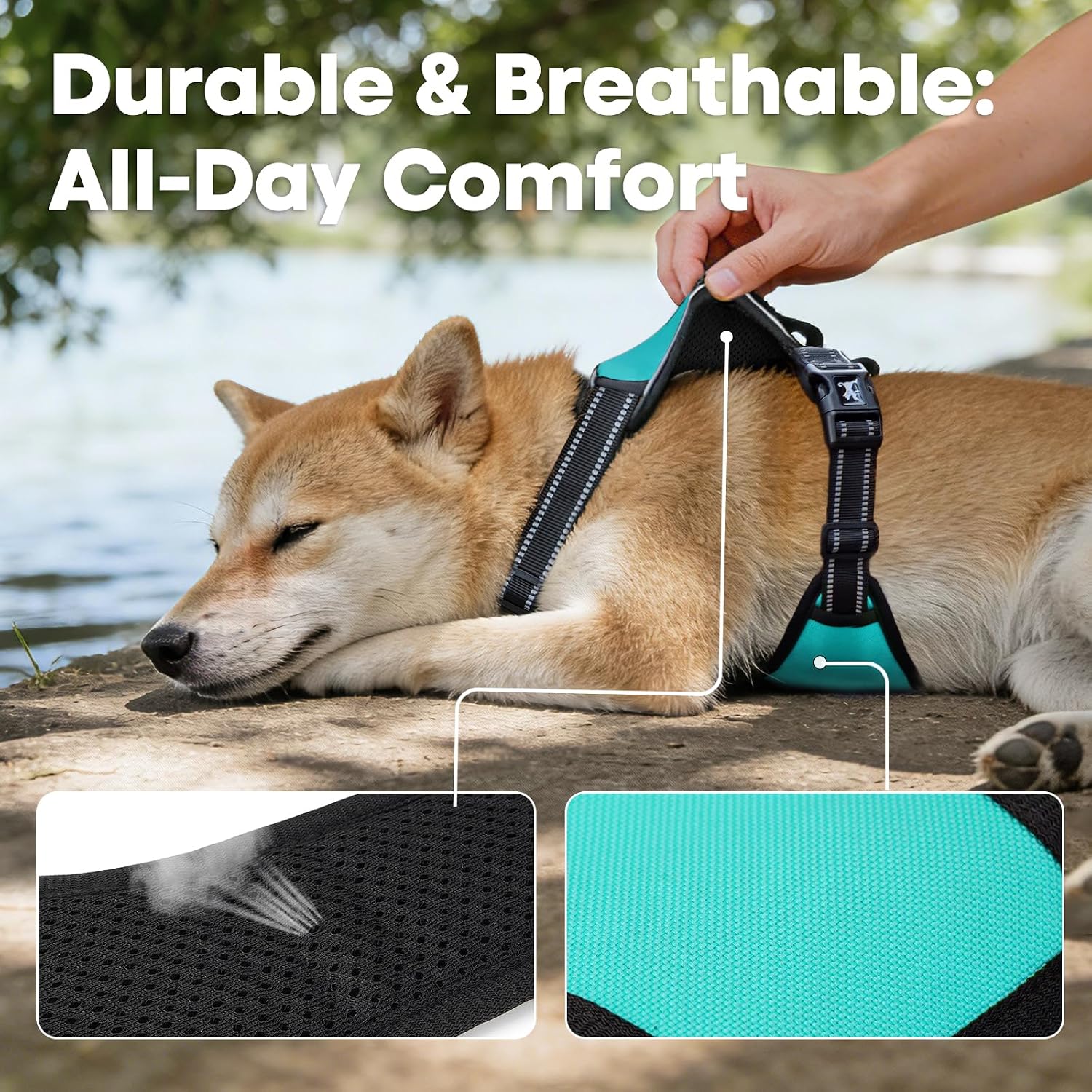 Thumbnail 6 de PoyPet No Pull Dog Harness (Reflective Vest) with 2 Leash Attachments and Easy Control Handle, Size S