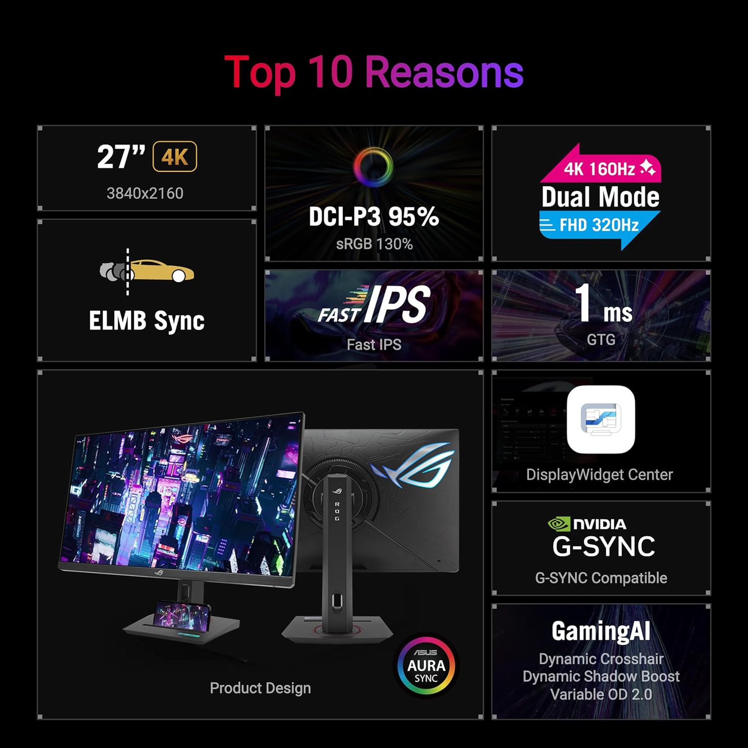 Detalle 2 de ASUS ROG Strix XG27UCG 27" 4K Gaming Monitor
