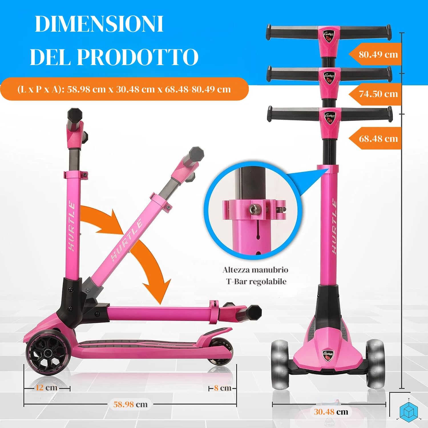 Detalle 2 de Hurtle Monopattino a 3 ruote 50 kg 🛴