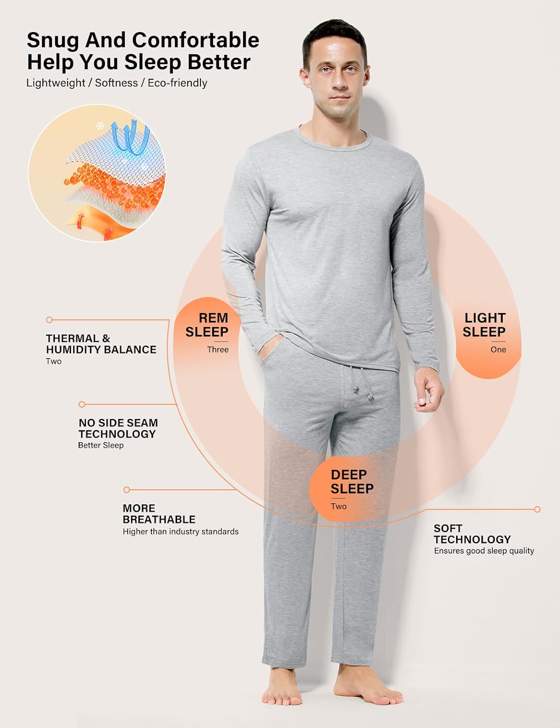 Detalle 2 de Casey Kevin Mens Pyjamas Set: Soft, Breathable Loungewear for Comfortable Sleep