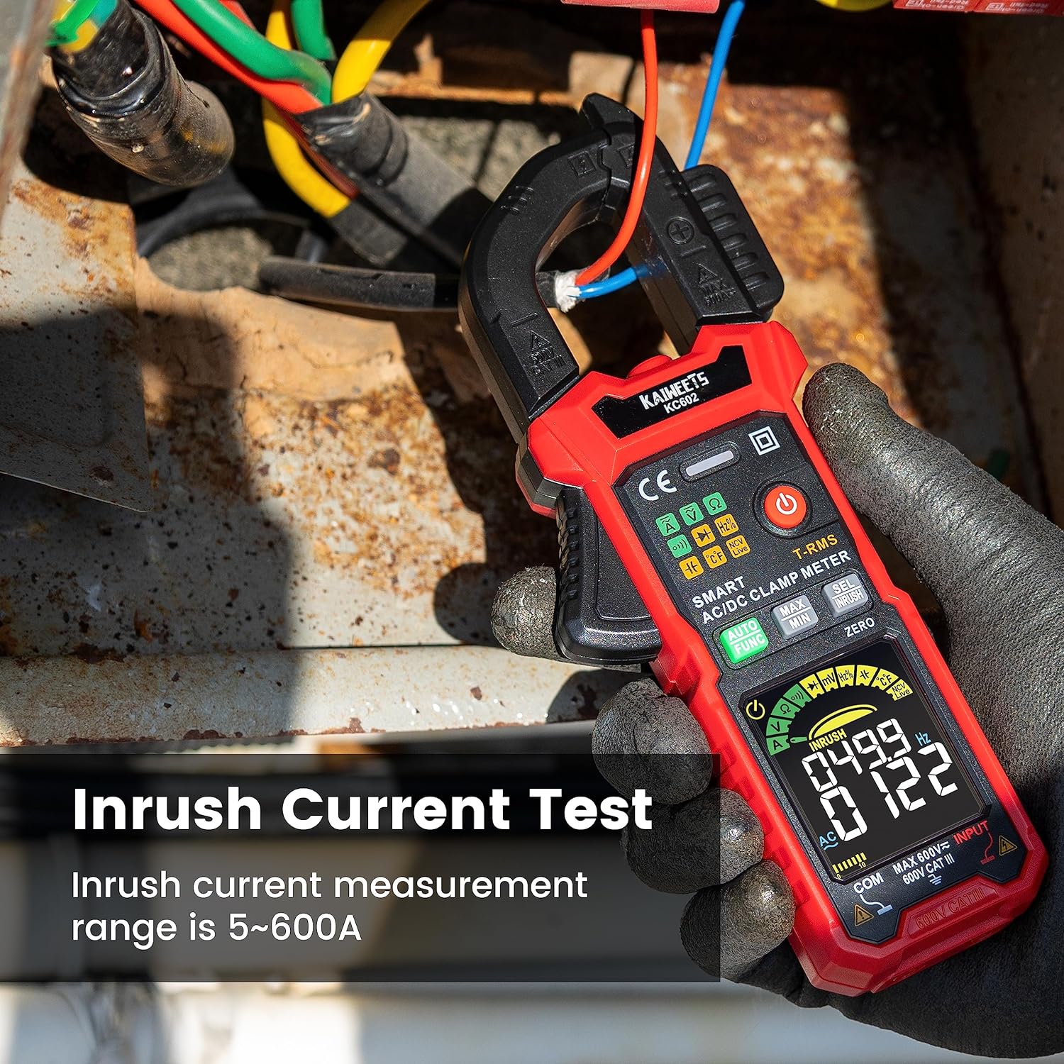 Thumbnail 5 de KAIWEETS KC602 Clamp Meter: Smart Auto-Range Multimeter with 600A/600V, NCV and Temperature