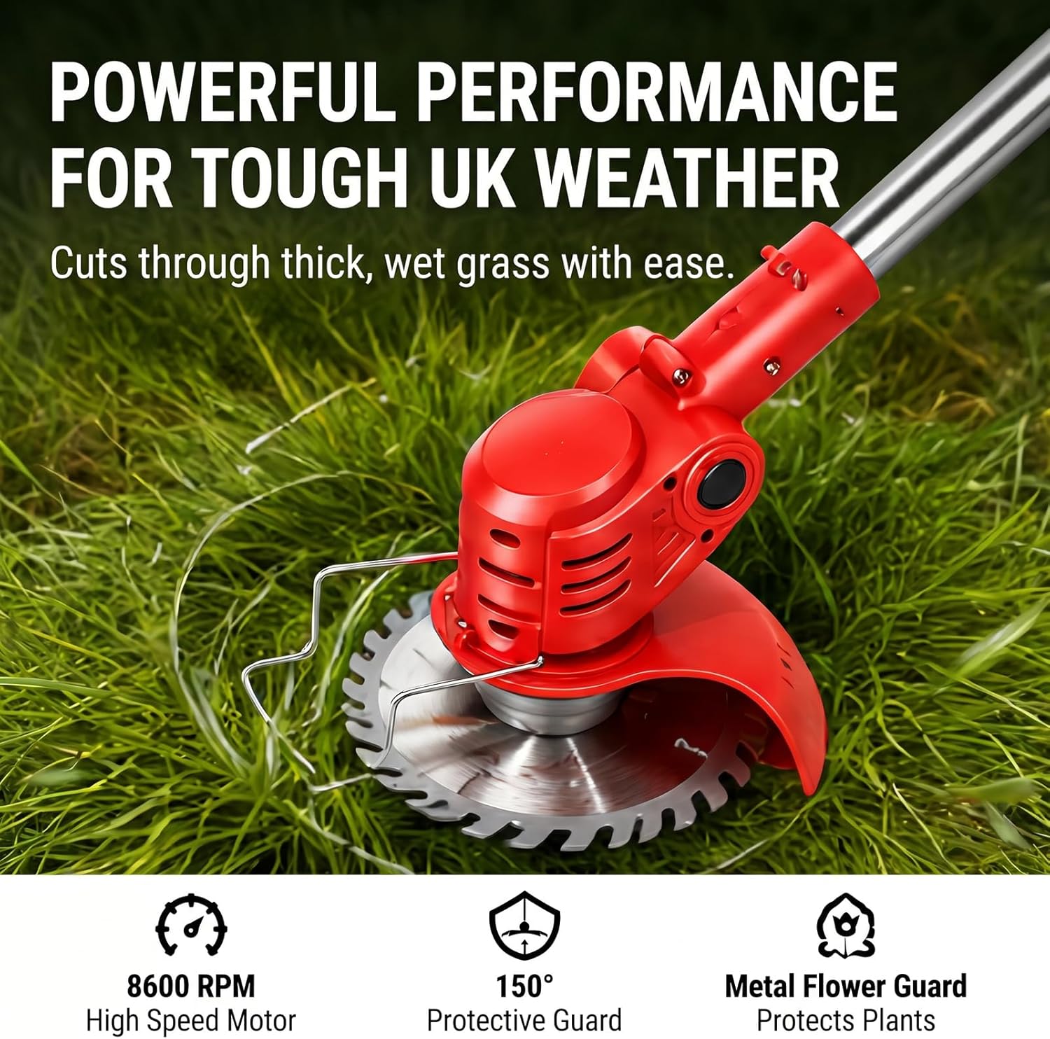 Thumbnail 2 de Xbzzgmg Cordless Strimmer: adjustable telescopic grass trimmer with 2 batteries and 4 blade types