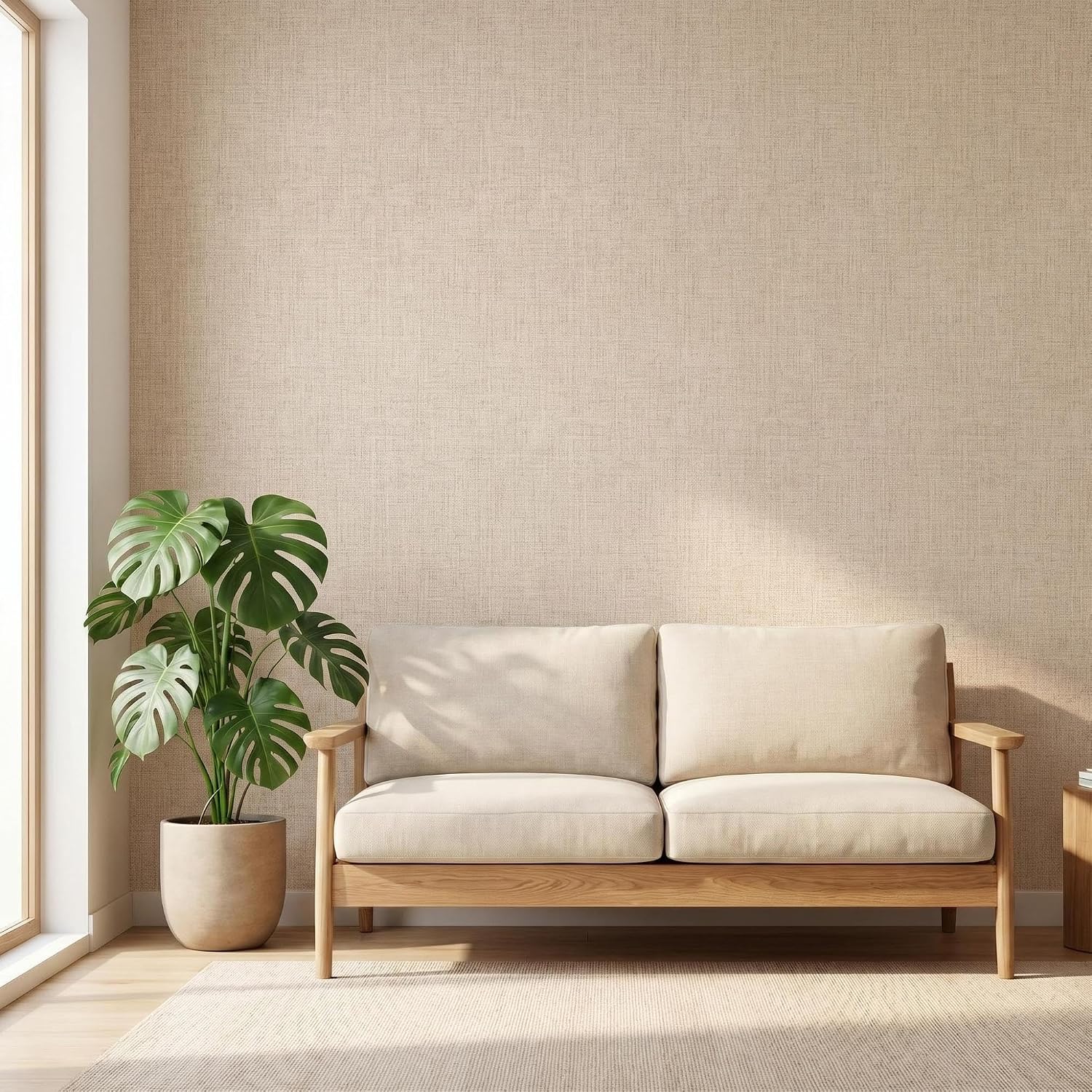 Thumbnail 1 de Boeoanay MABUWENKQ45025 Grasscloth Wallpaper, Khaki PVC, 17.5 x 98 in