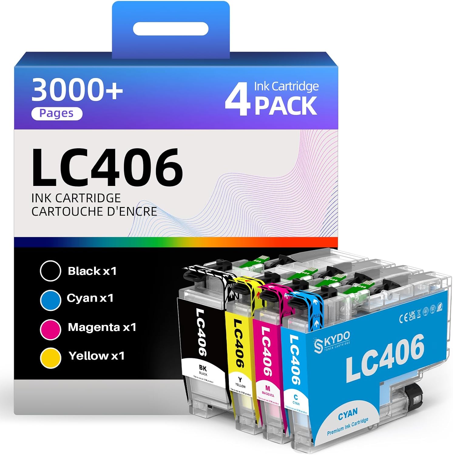 Detalle de Skydo LC406-4P Ink Cartridge 4-Pack for Compatible Brother Printers