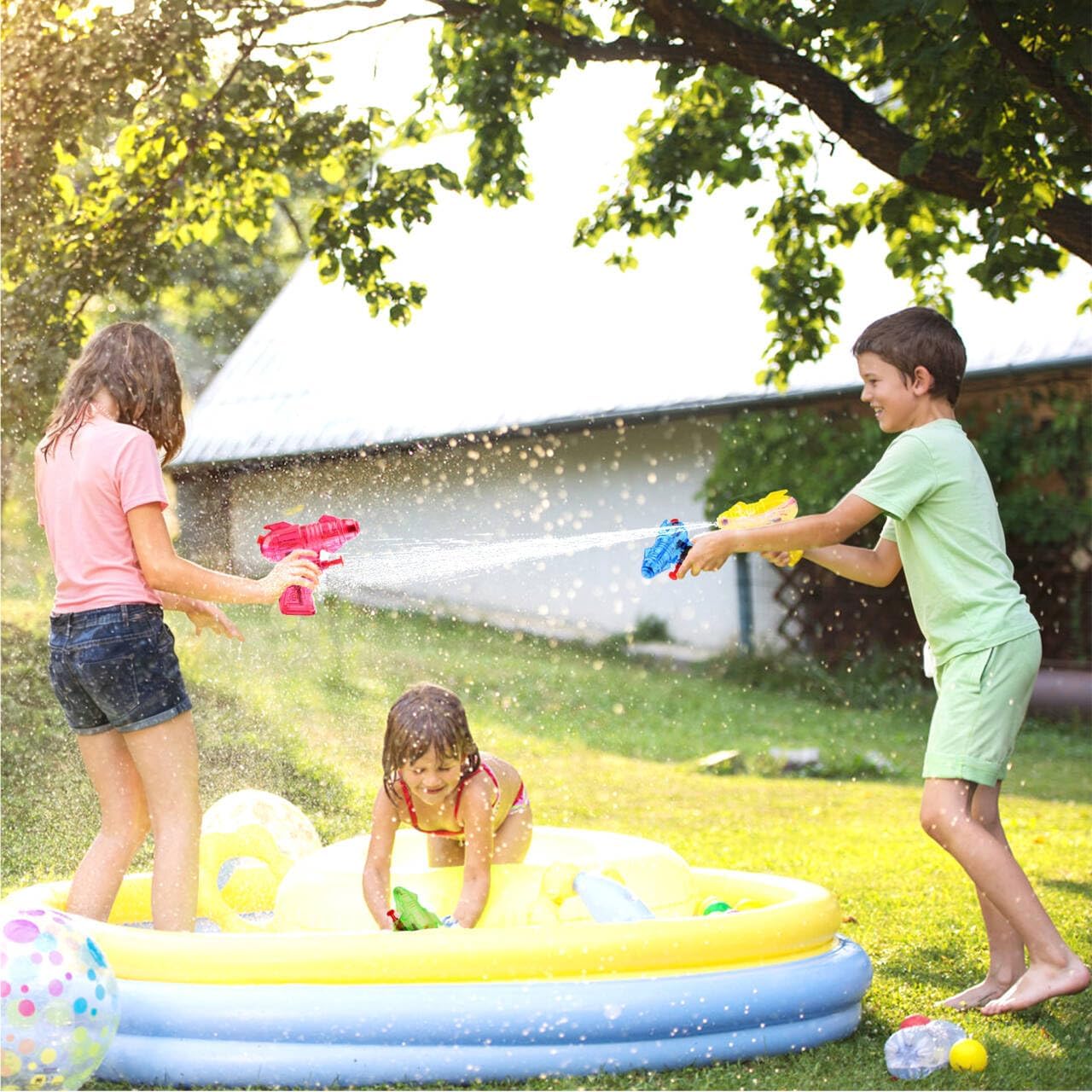 Detalle de 4 Pack Mini Water Gun for Kids – 9cm Neon Pistol Set for Outdoor Fun
