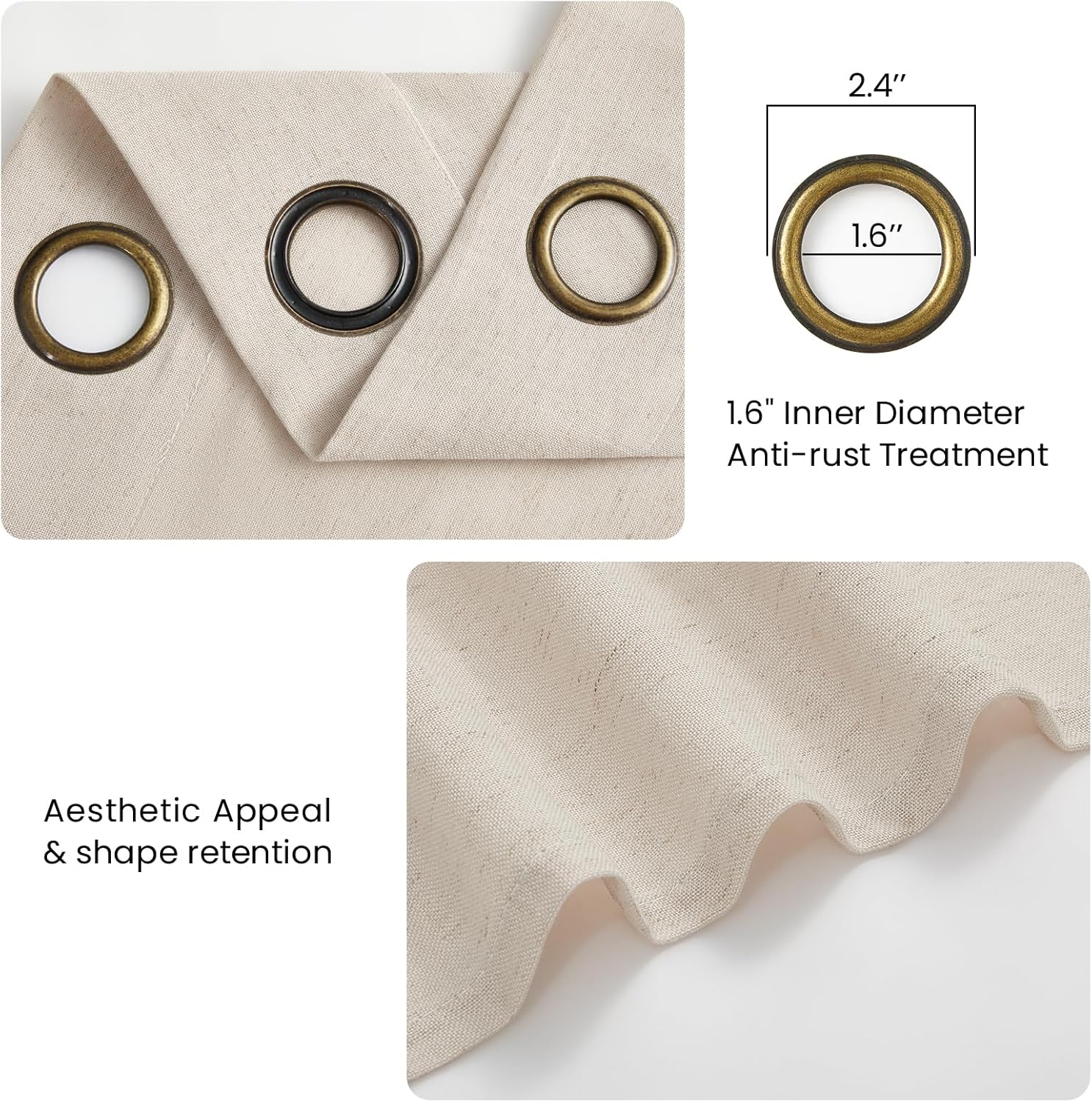 Detalle 1 de Drapenova Sheer Curtain Linen-Blend Drapes, 84-Inch, Bronze Grommets