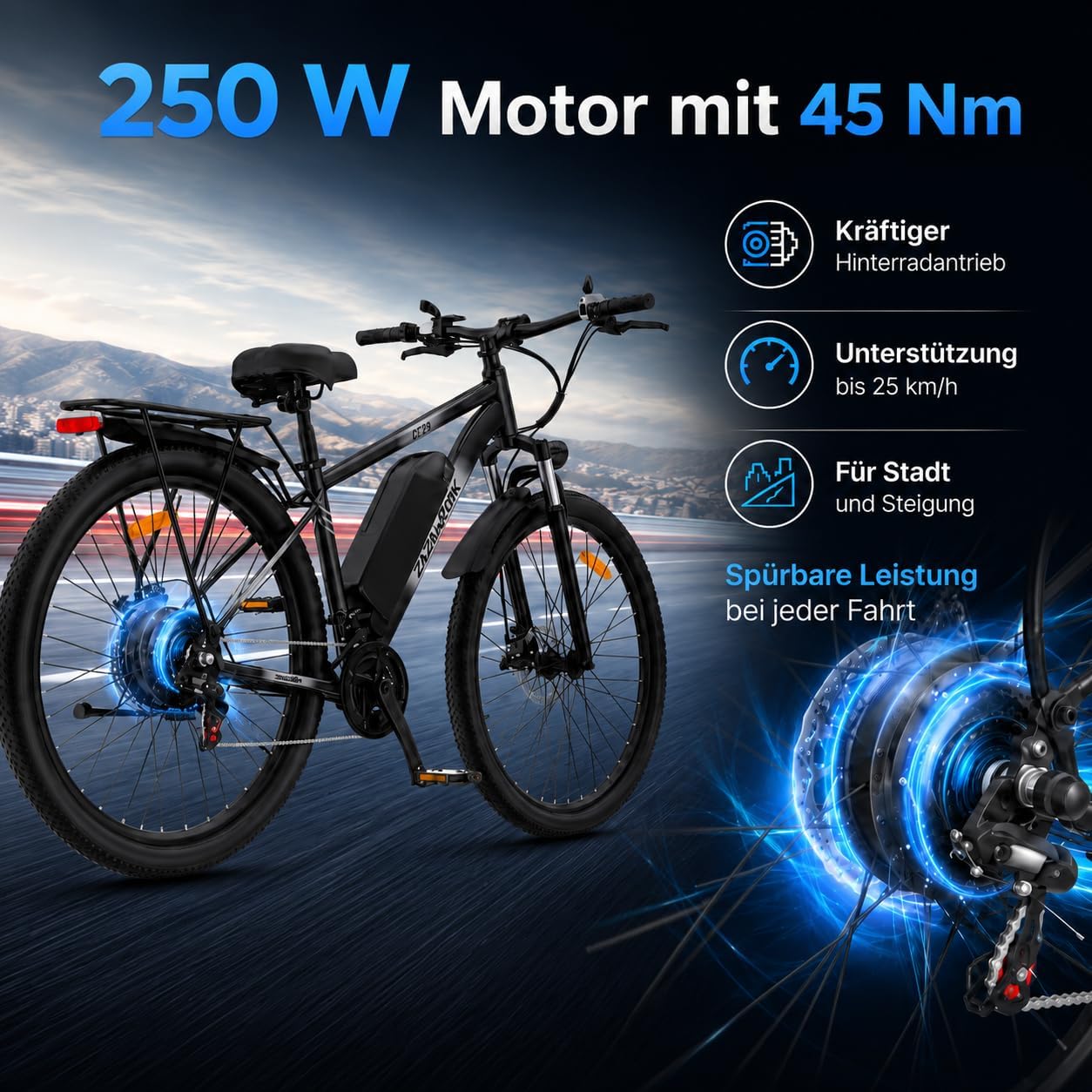Detalle 2 de TIGUOWISH C29pro elektrische fiets met 29-inchwielen en 21 versnellingen