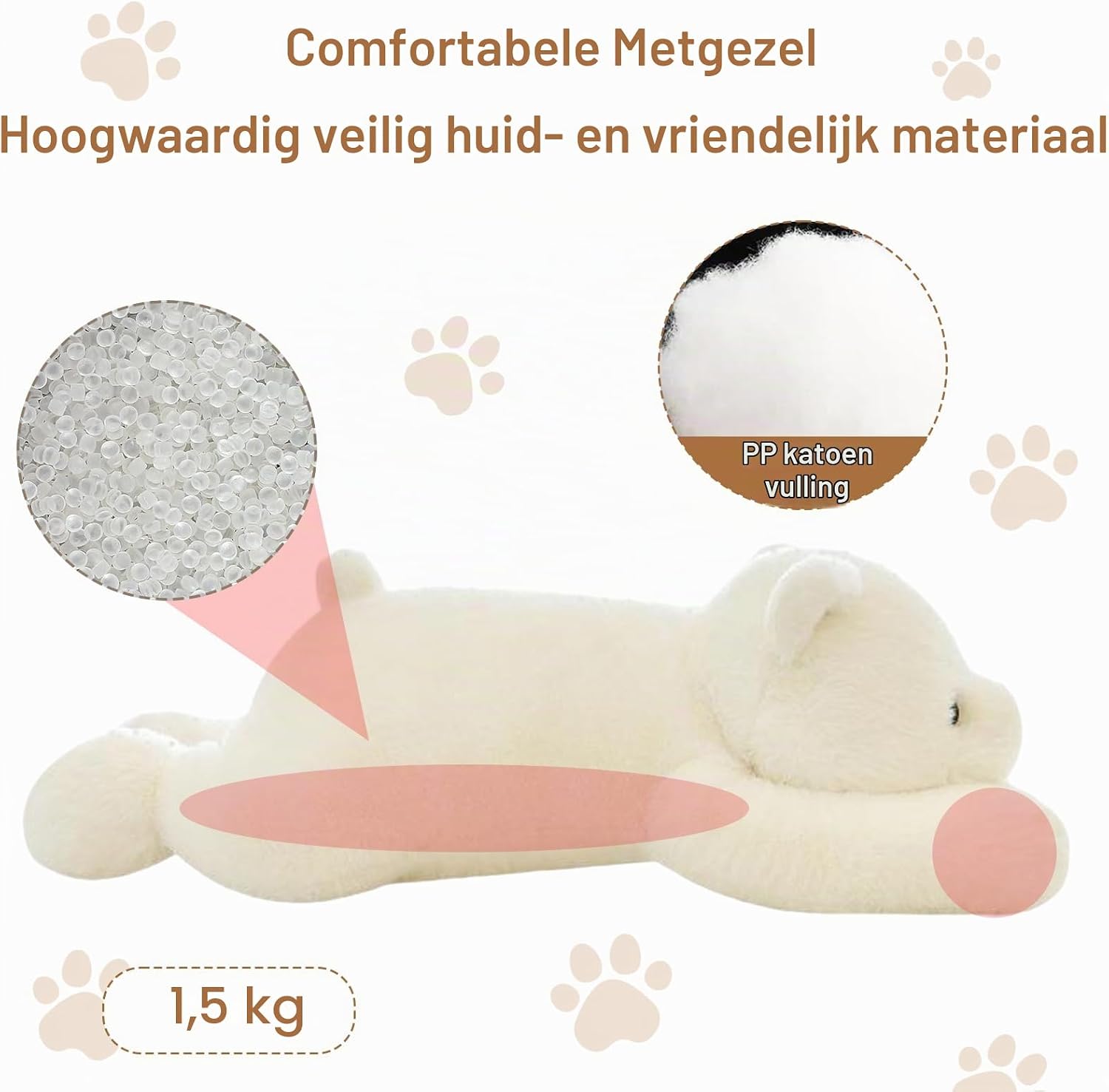 Detalle de MeHoo EUR2304191 verzwaarde knuffelbeer van 60 cm, 1,5 kg