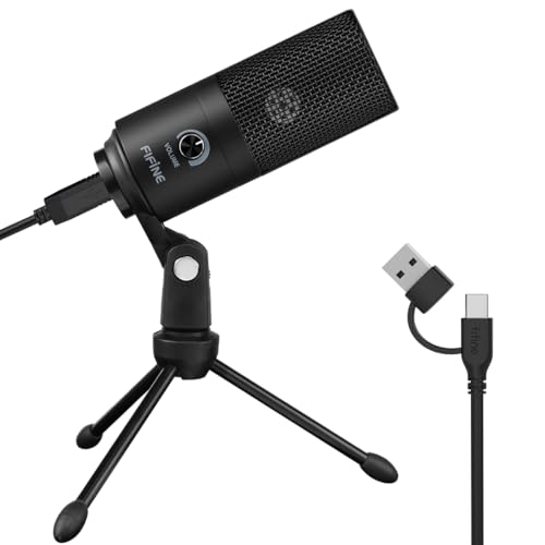 Detalle de FIFINE K669B USB Condenser Microphone for PC – Straightforward USB Mic with Volume Knob