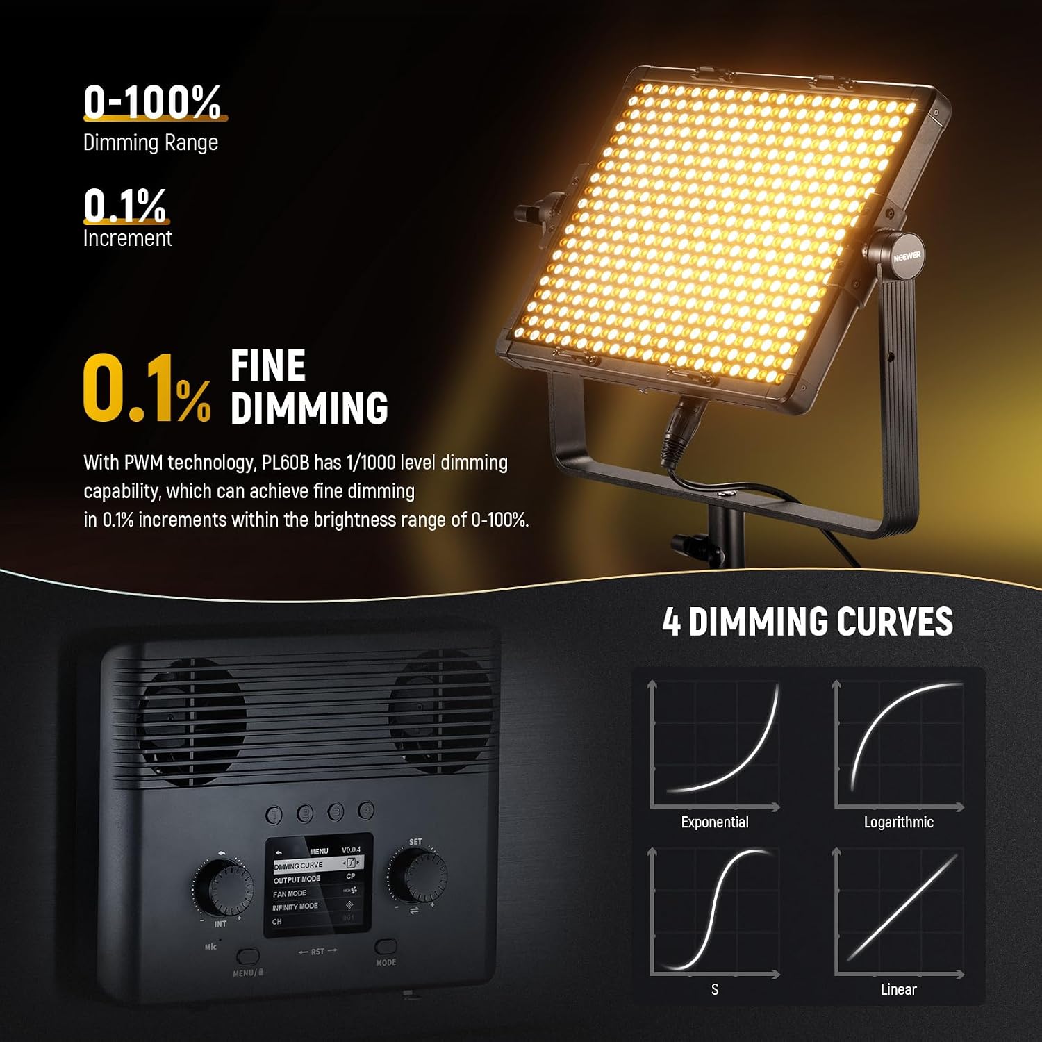 Detalle de NEEWER PL60B bi-colour LED panel light 60W