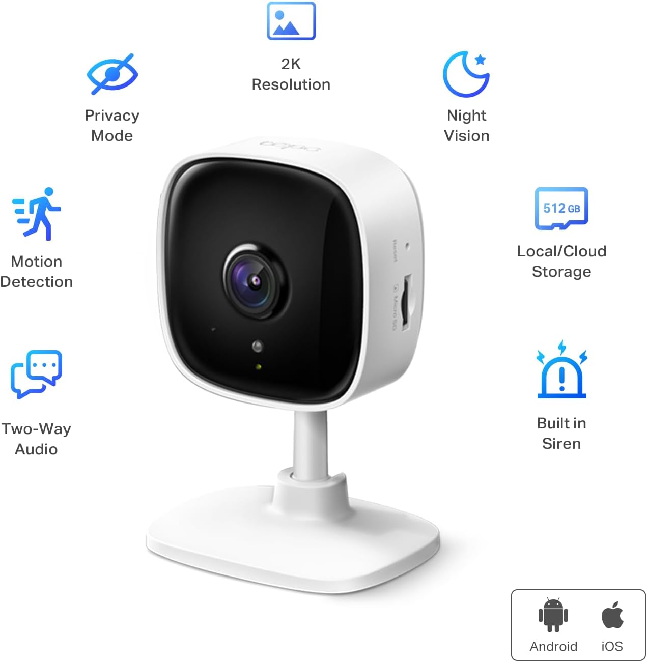 Detalle 2 de Tapo C110P4 2K Indoor Security Camera with Night Vision and Two-Way Audio