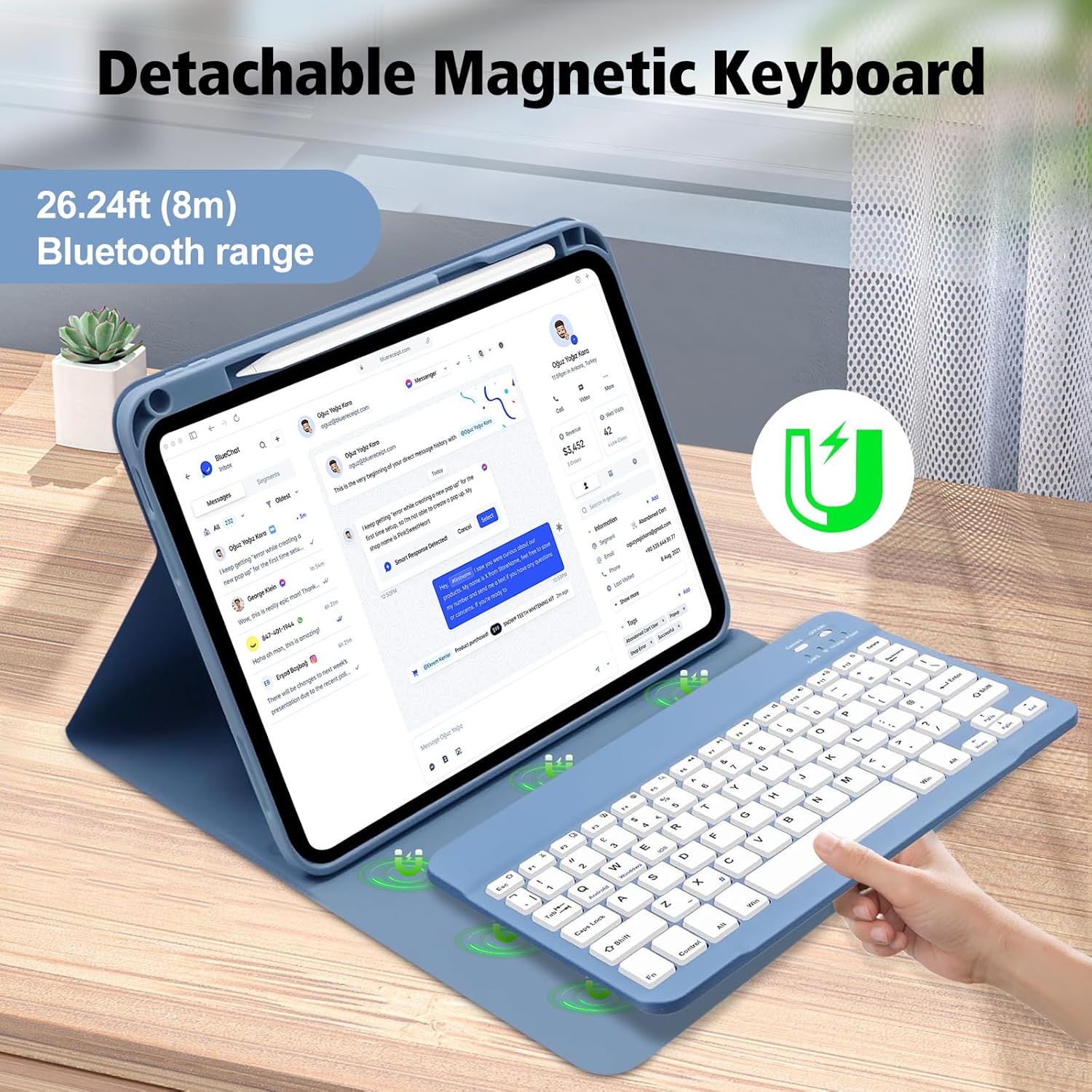 Thumbnail 3 de AGARELE Keyboard Case for iPad A16 (11th Gen, 2025) & iPad 10th Gen (2022) – Detachable UK Bluetooth Keyboard, Blue