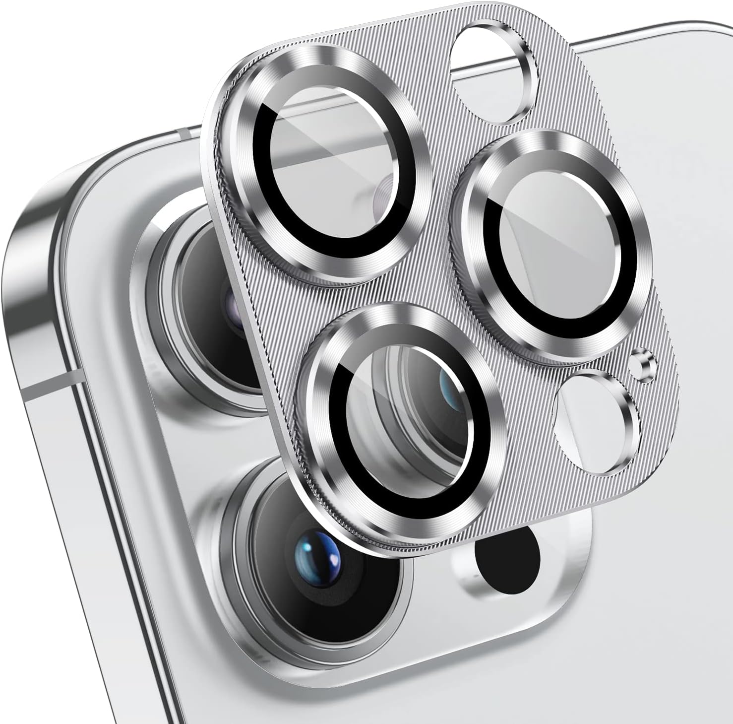 Detalle de AFARER 2er-Set Kamera-Schutzfolie aus gehärtetem Glas für iPhone 14 Pro / 14 Pro Max (Silber)